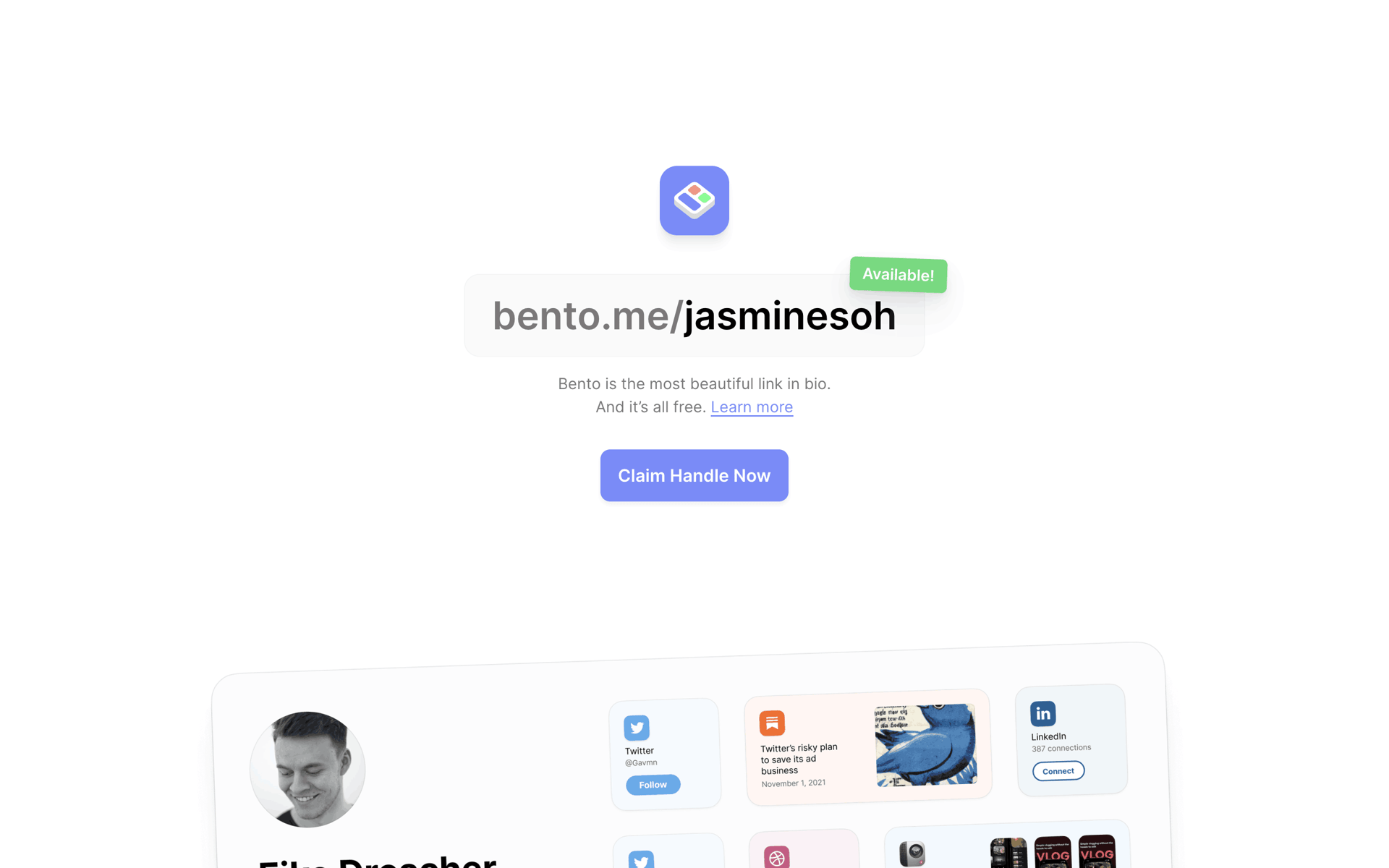Bento Web Social Networking interface screenshot 2