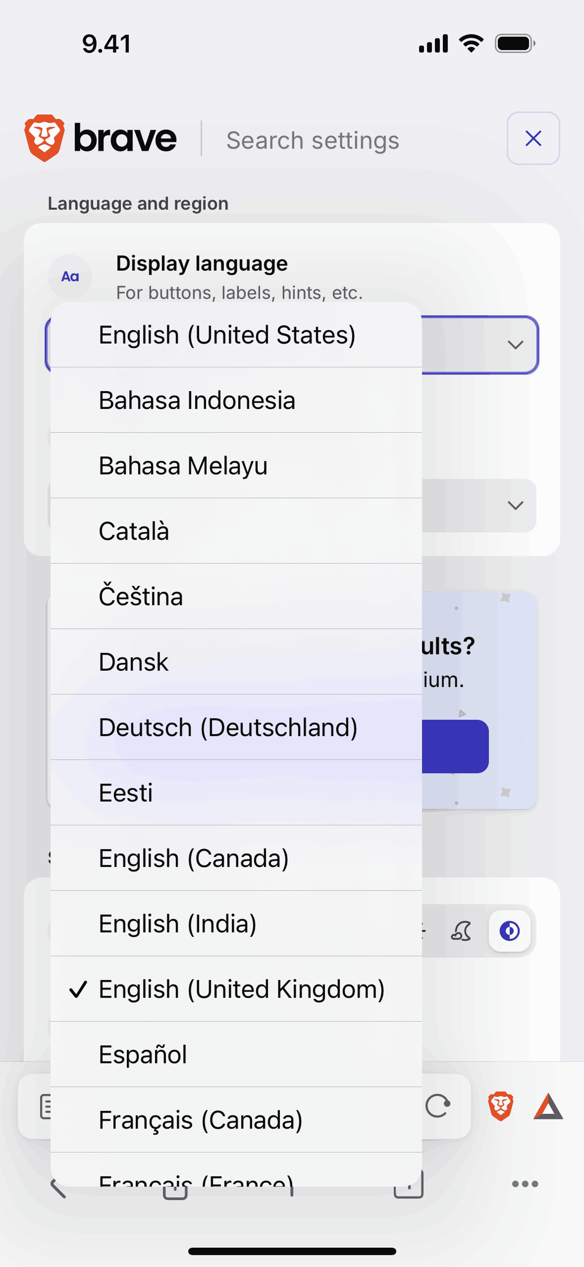 Brave Browser iOS Utilities interface screenshot 10