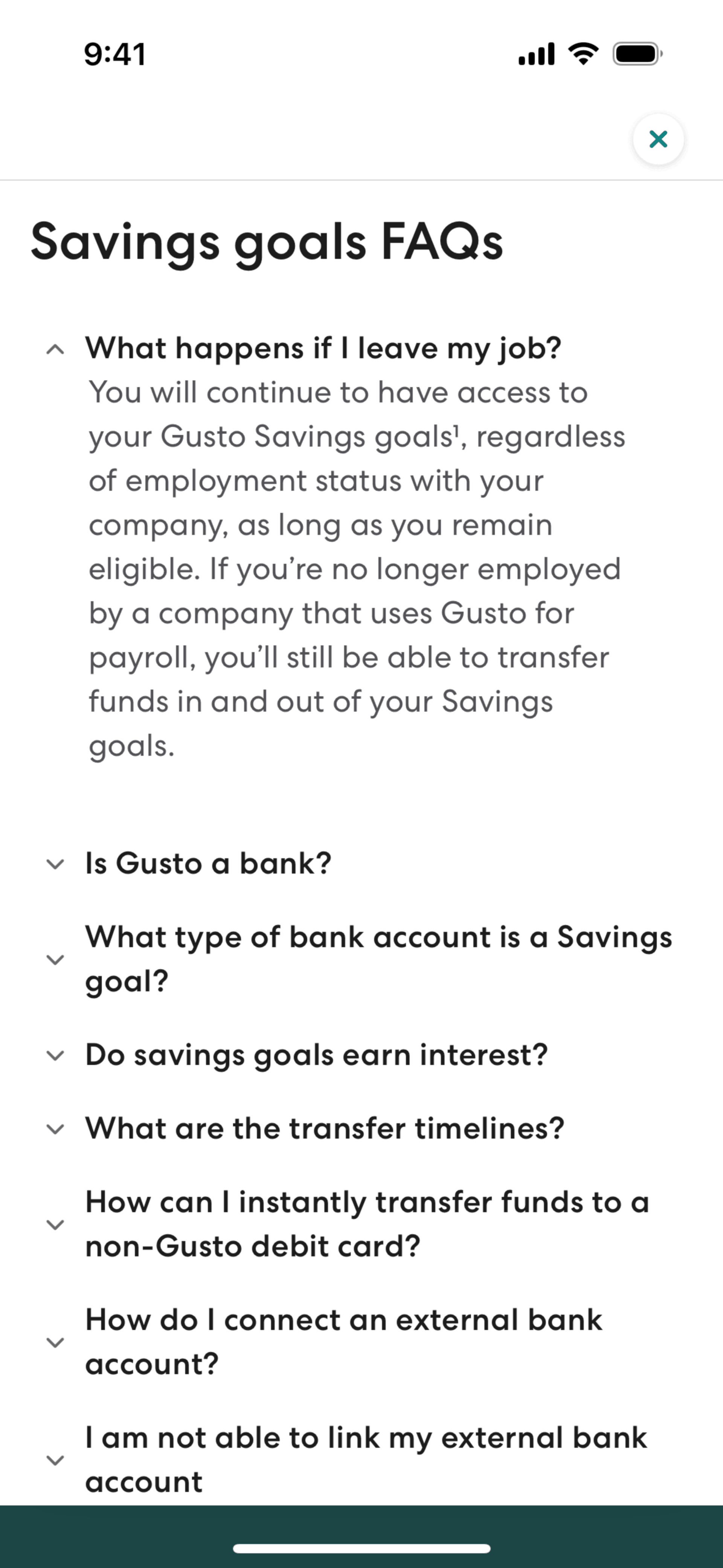 Gusto Mobile iOS Finance interface screenshot 13