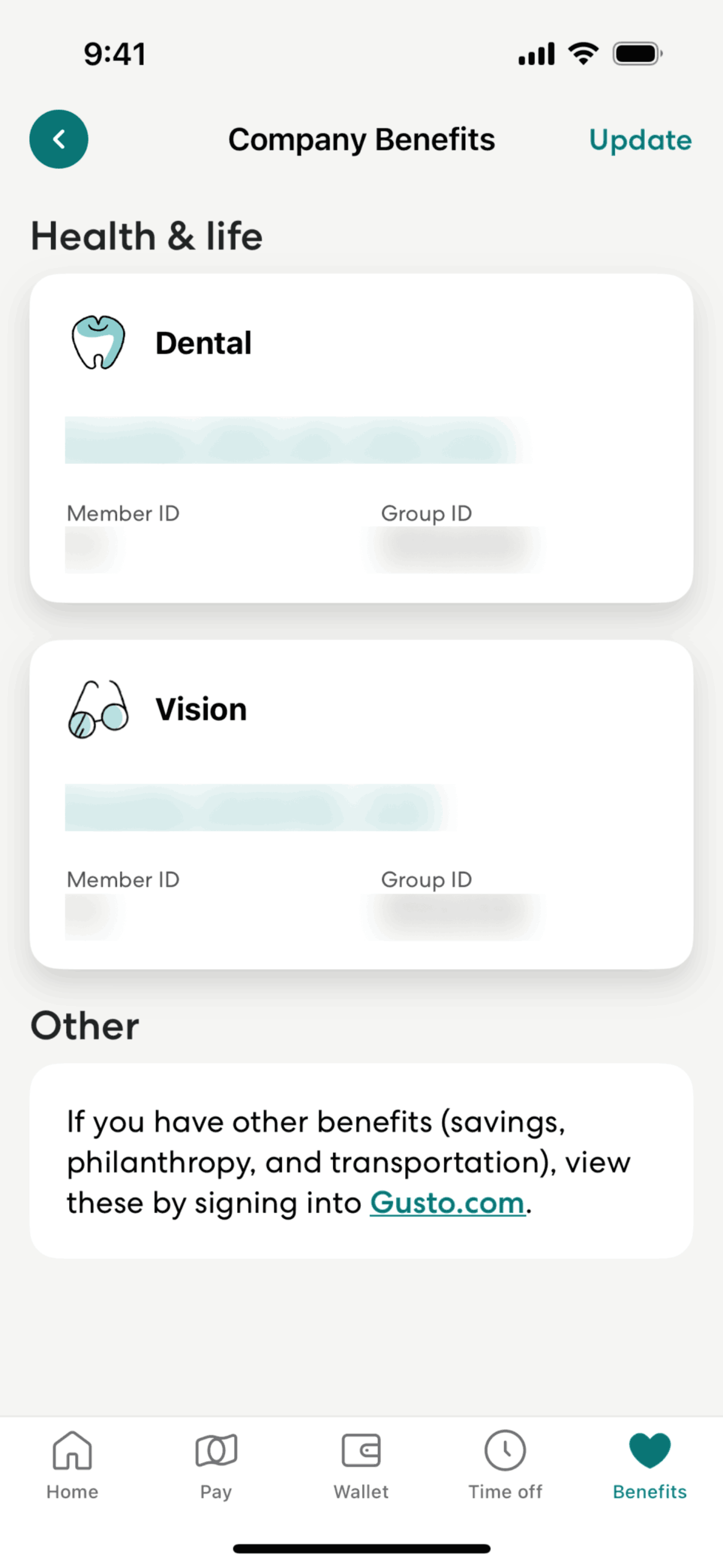 Gusto Mobile iOS Finance interface screenshot 19