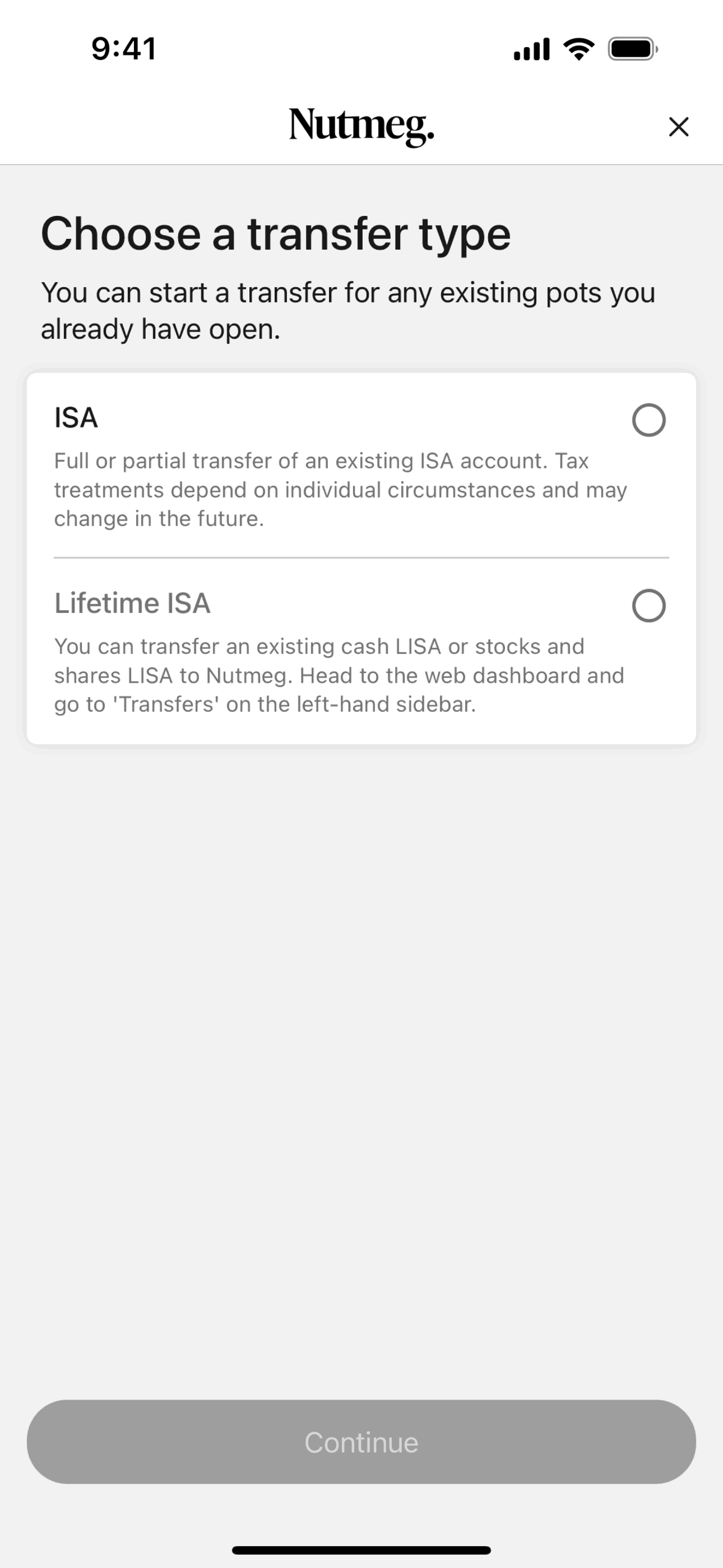 Nutmeg iOS Finance interface screenshot 5