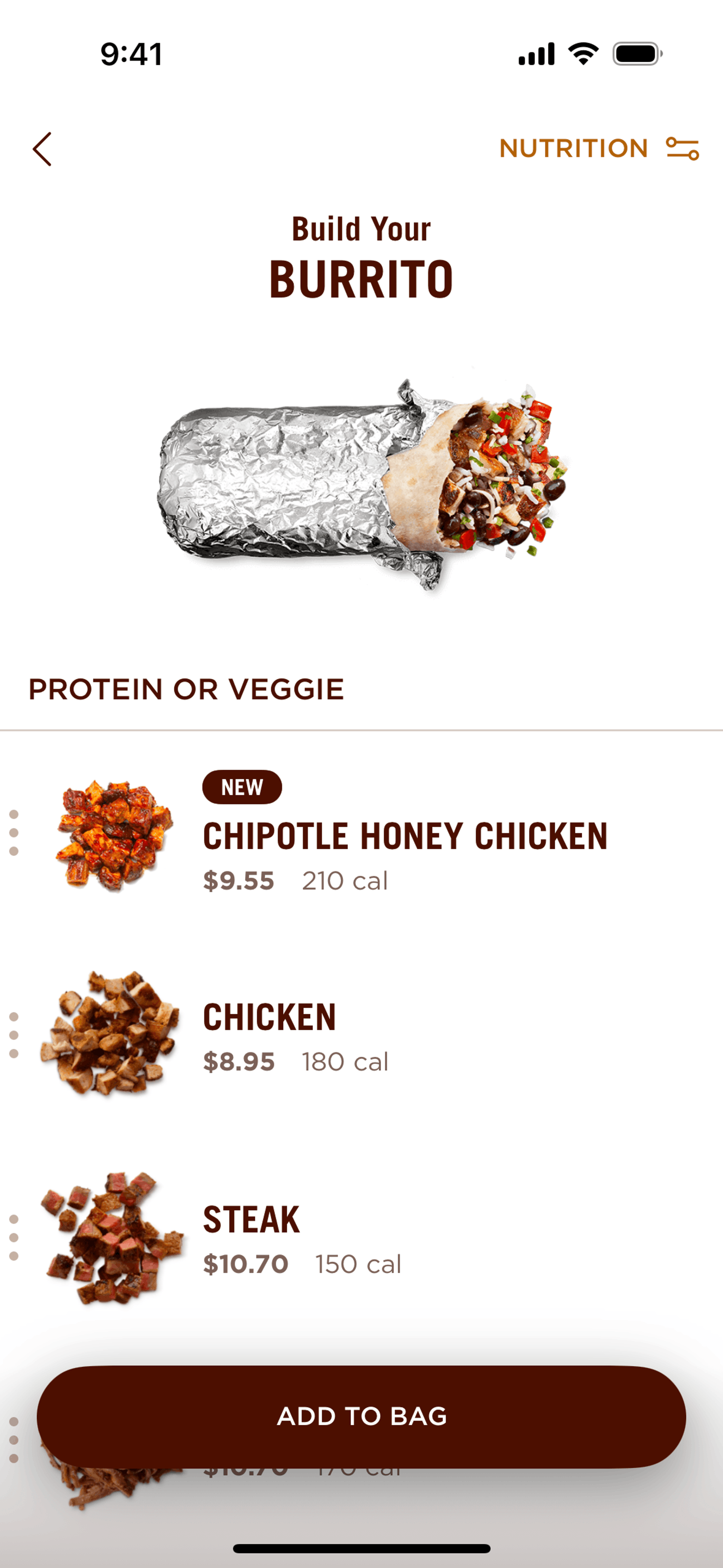 Chipotle iOS Food & Drink interface screenshot 11