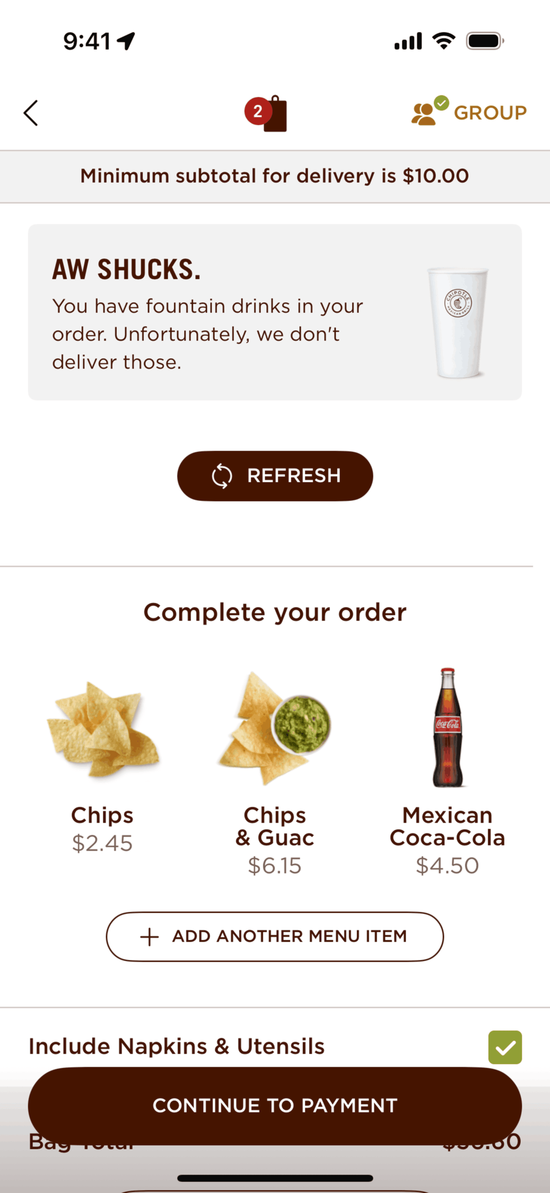 Chipotle iOS Food & Drink interface screenshot 15