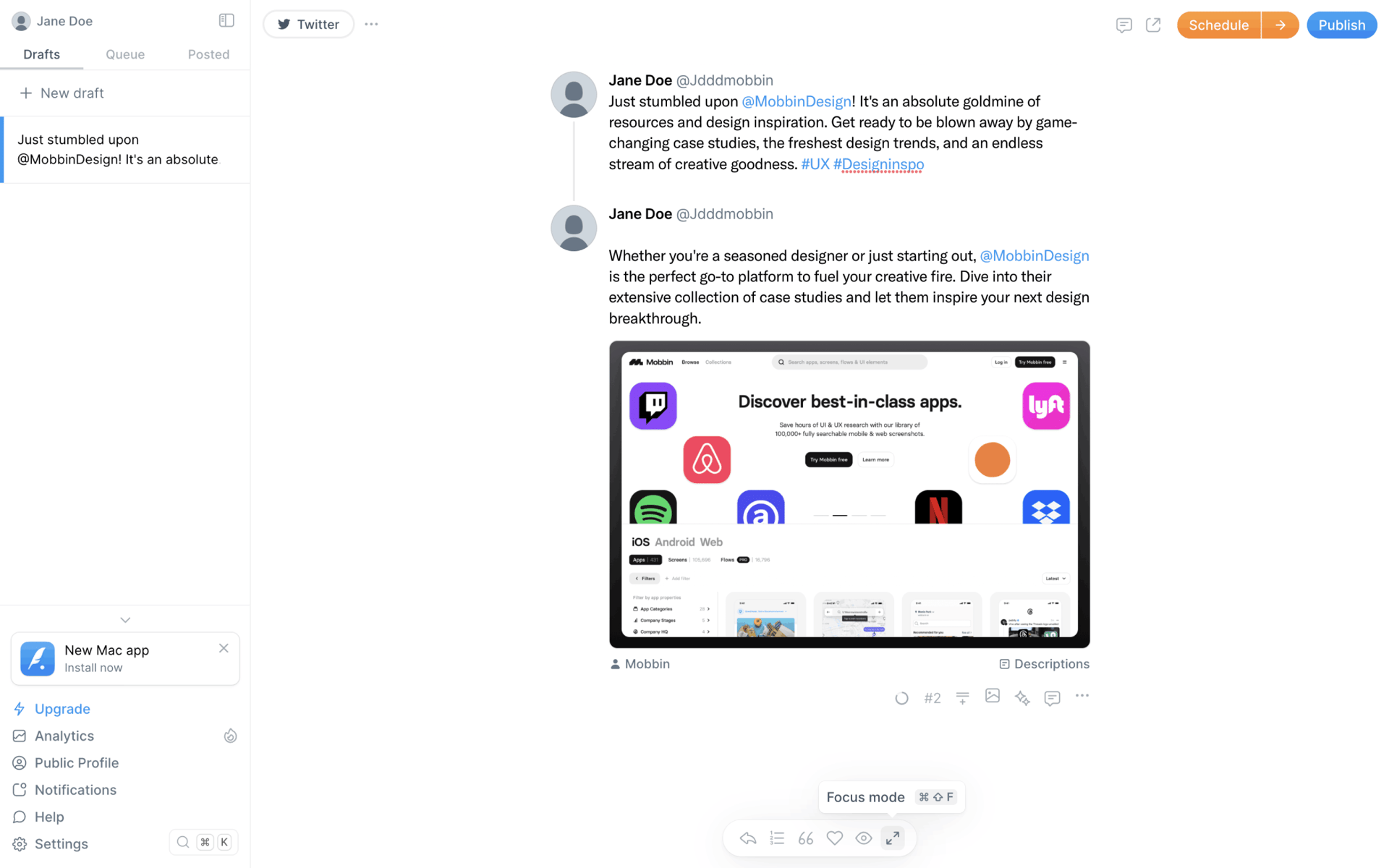 Typefully Web Social Networking interface screenshot 4