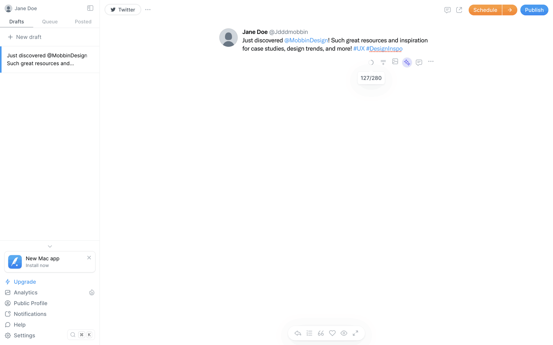 Typefully Web Social Networking interface screenshot 6