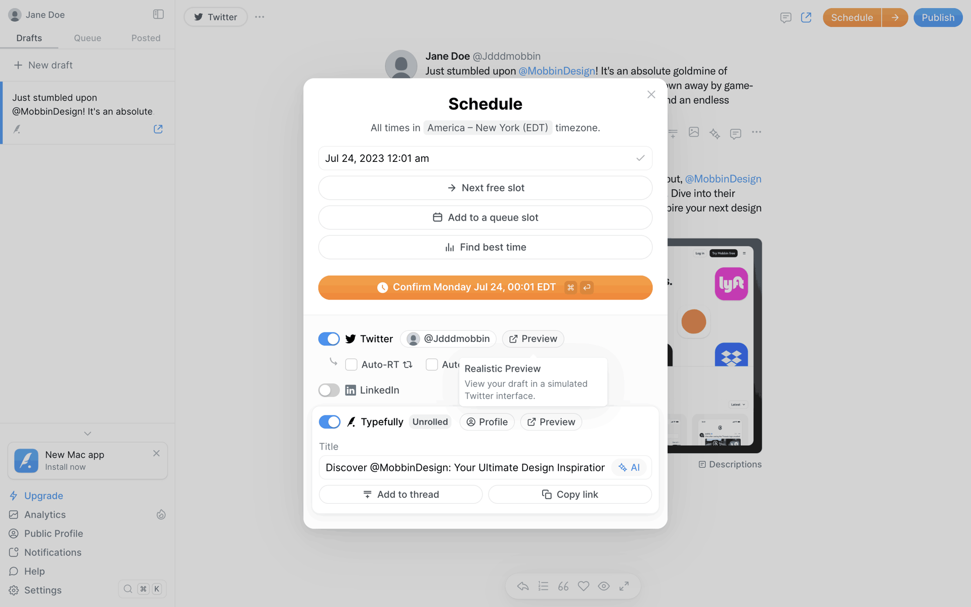 Typefully Web Social Networking interface screenshot 7