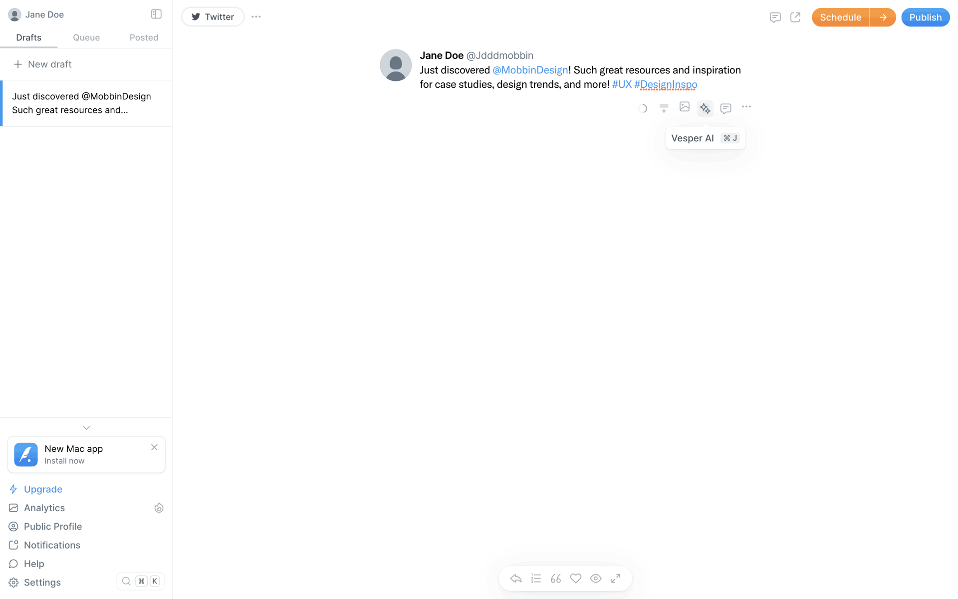 Typefully Web Social Networking interface screenshot 12
