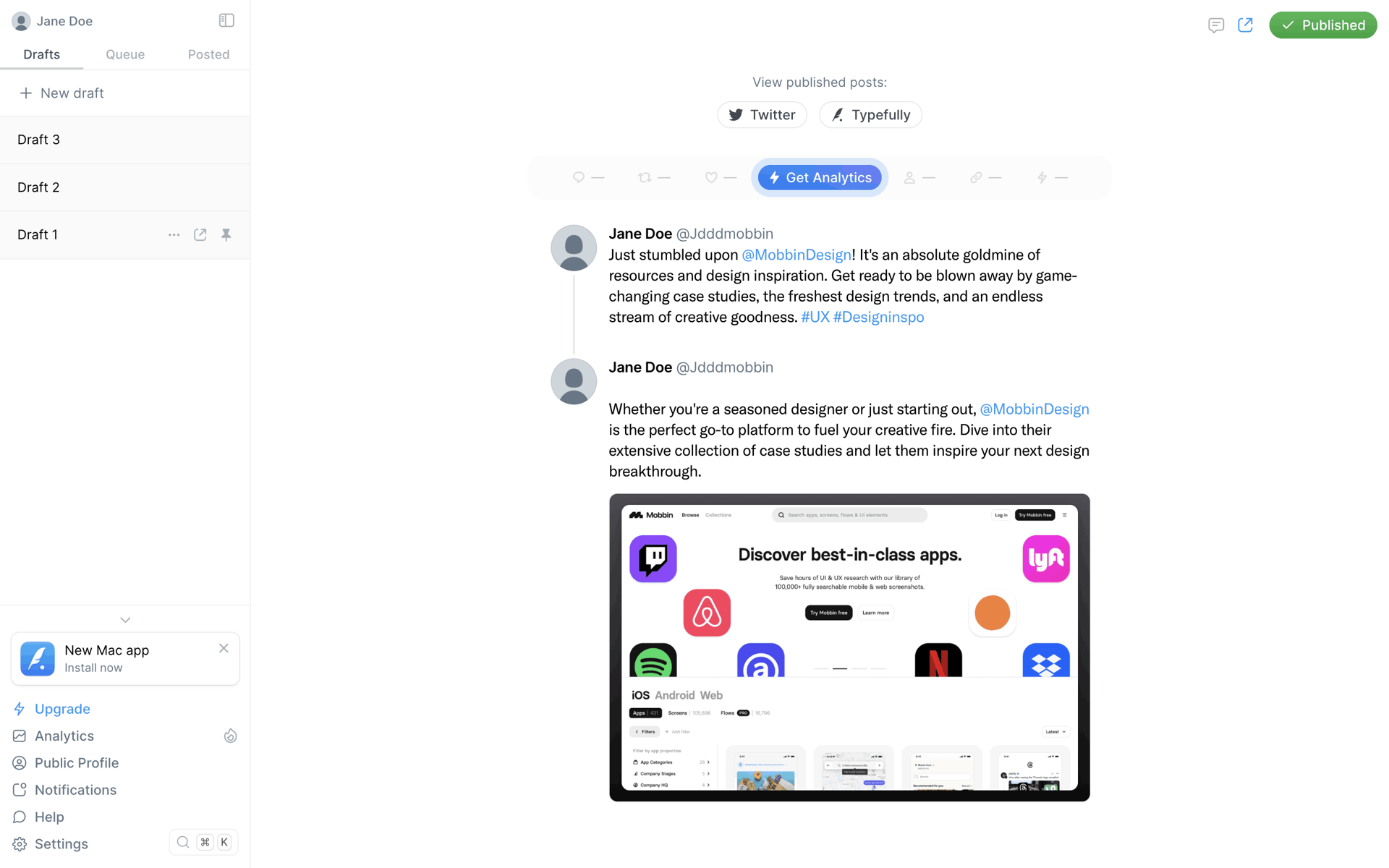 Typefully Web Social Networking interface screenshot 17