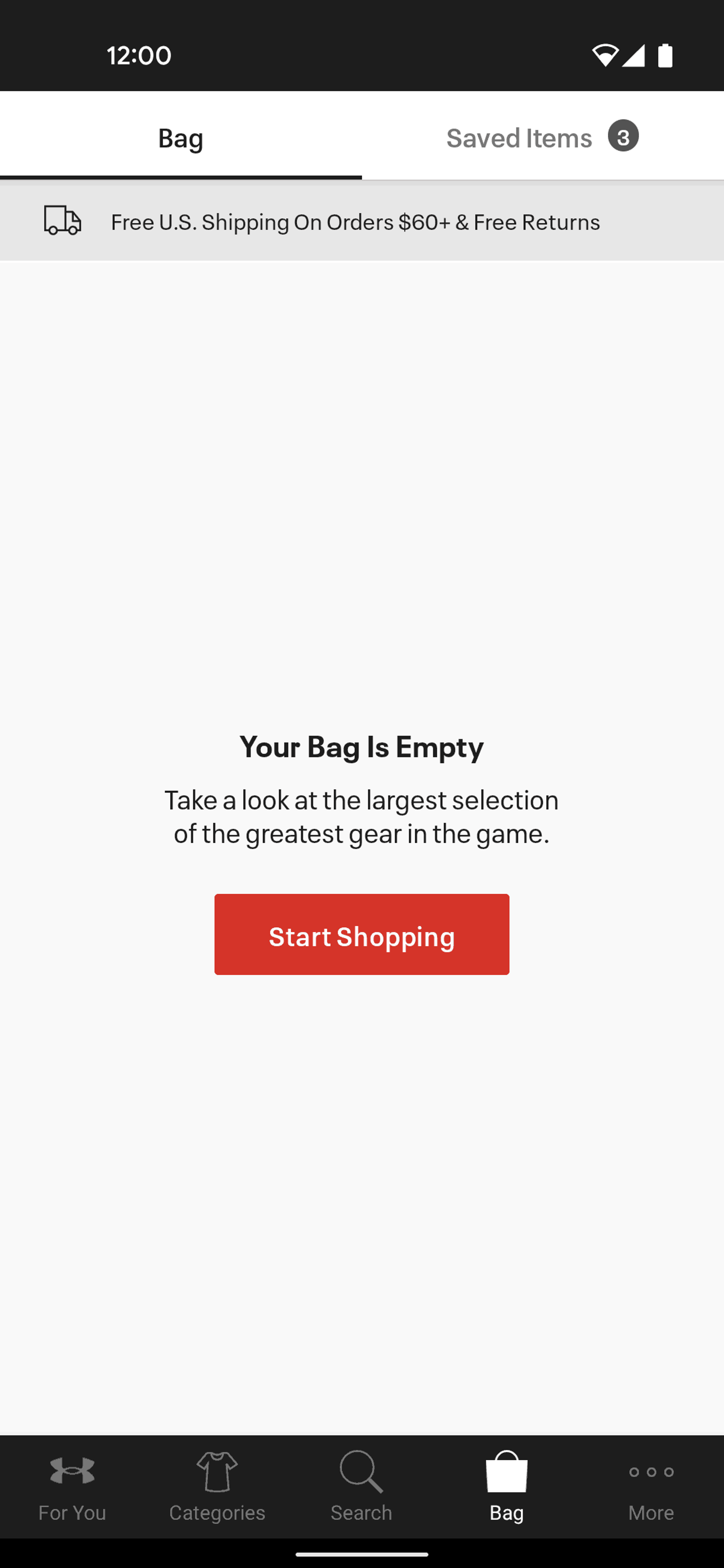 Under Armour Android Shopping interface screenshot 3