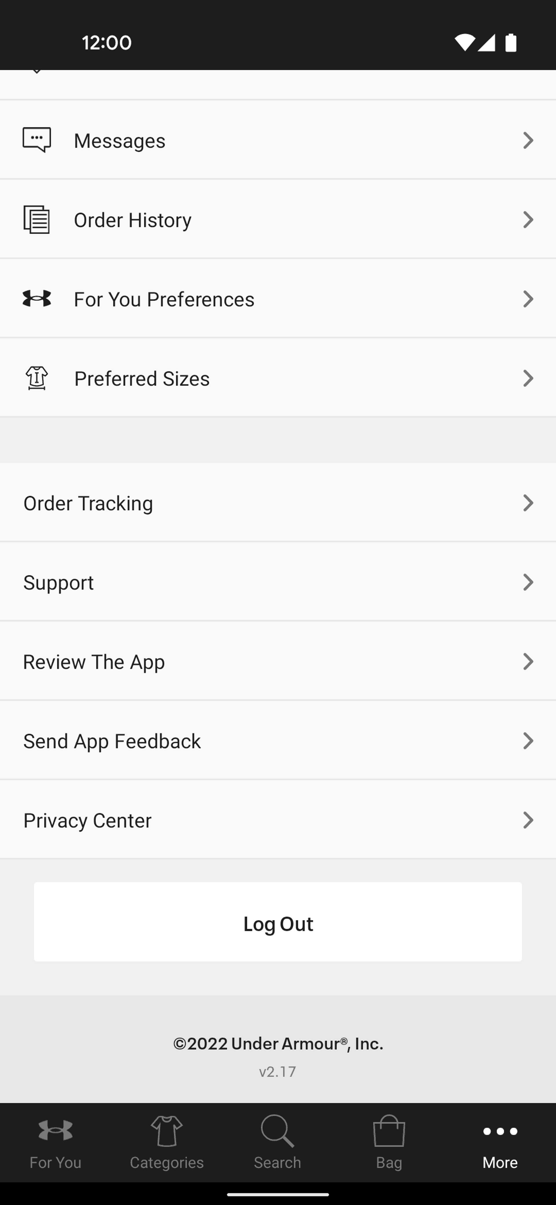 Under Armour Android Shopping interface screenshot 13