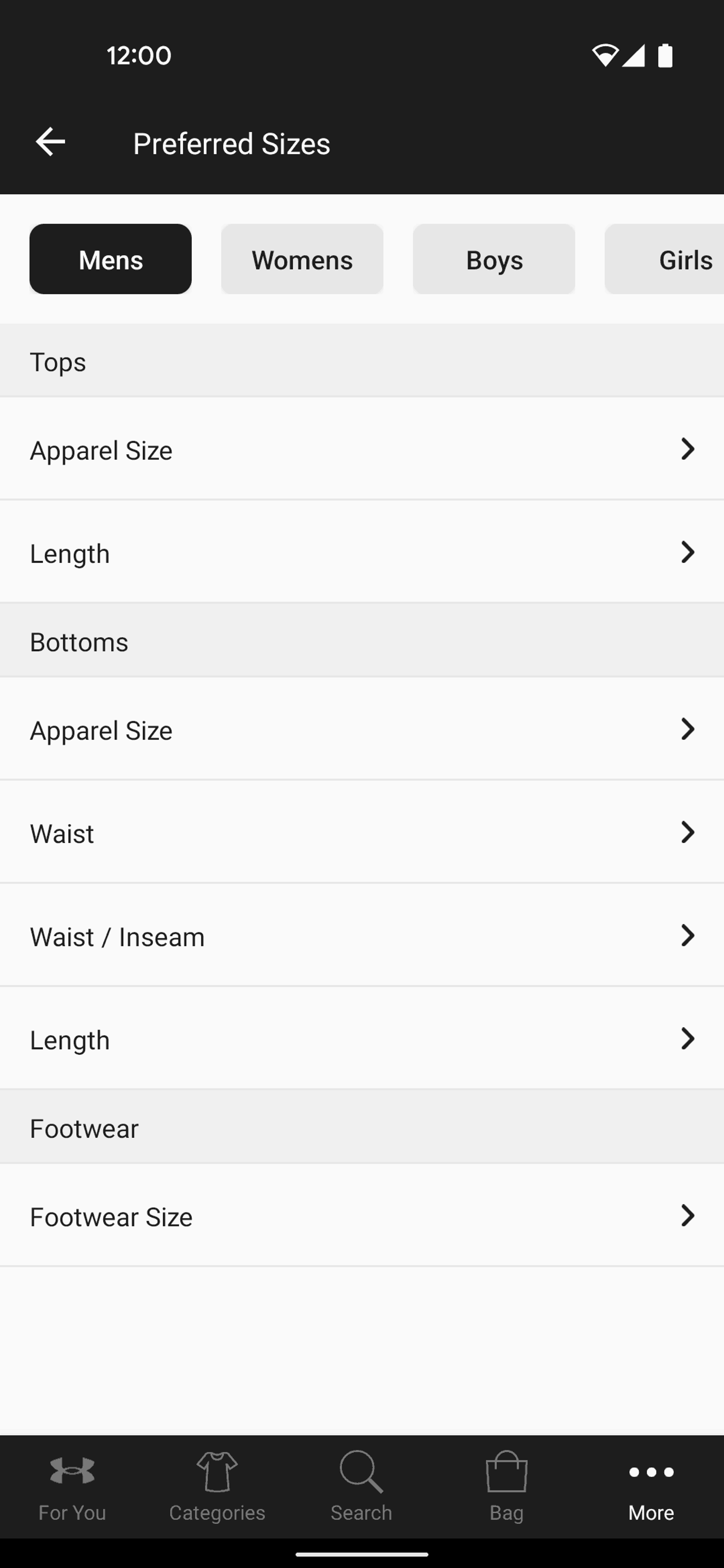 Under Armour Android Shopping interface screenshot 18