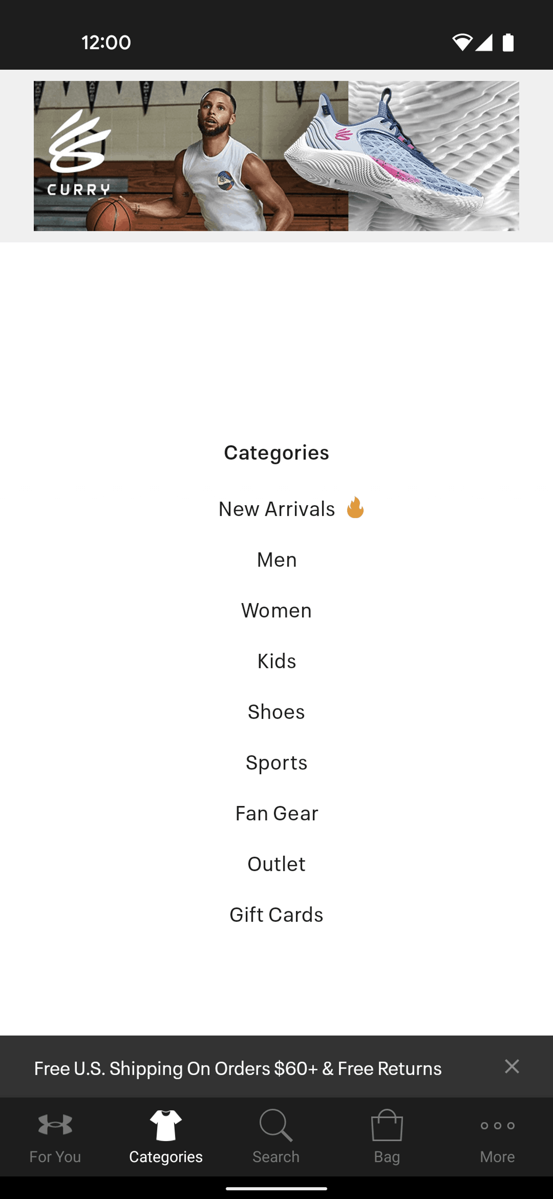 Under Armour Android Shopping interface screenshot 6