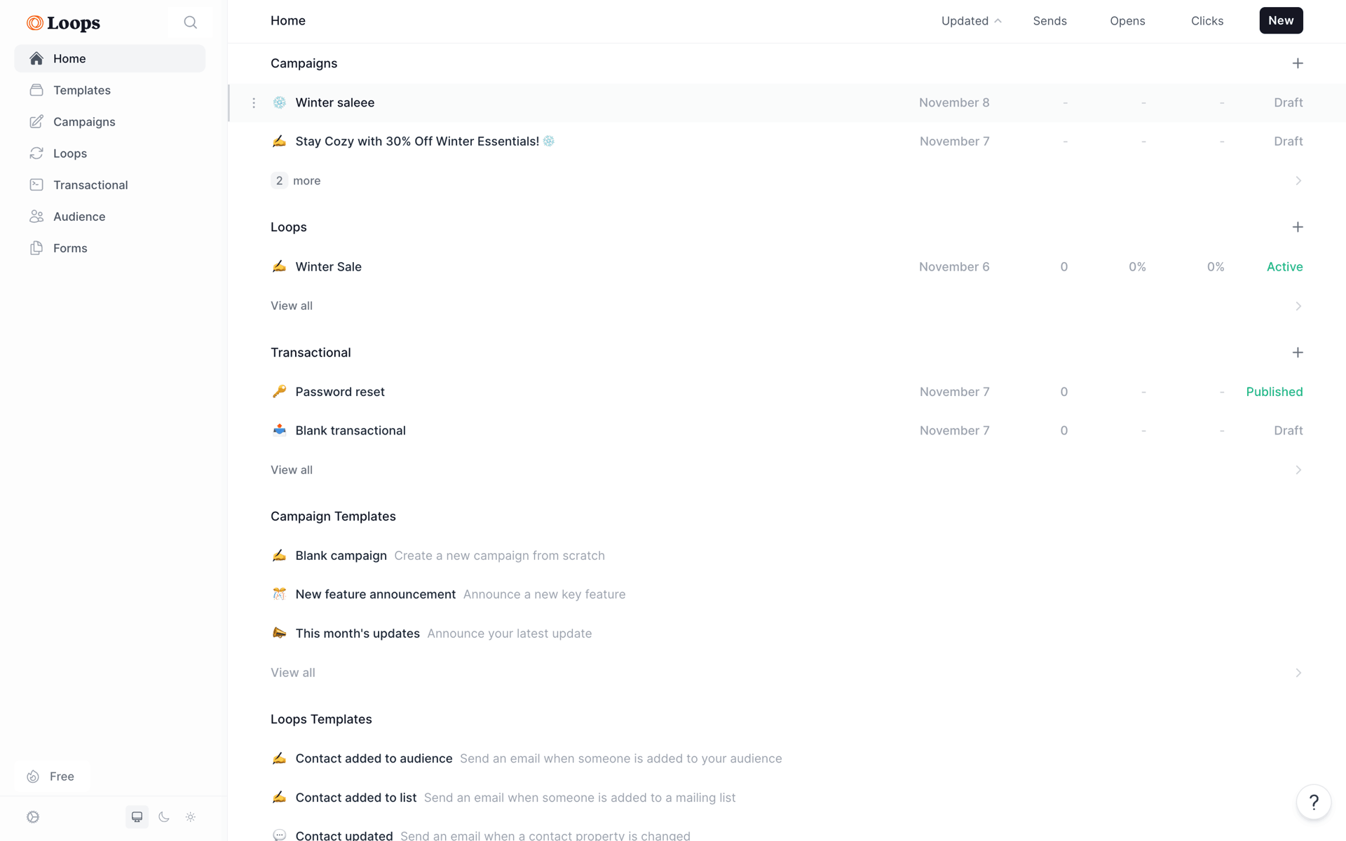 Loops Web Productivity interface screenshot 9