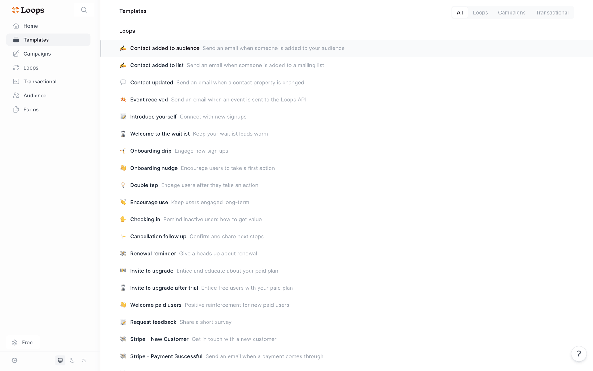 Loops Web Productivity interface screenshot 11