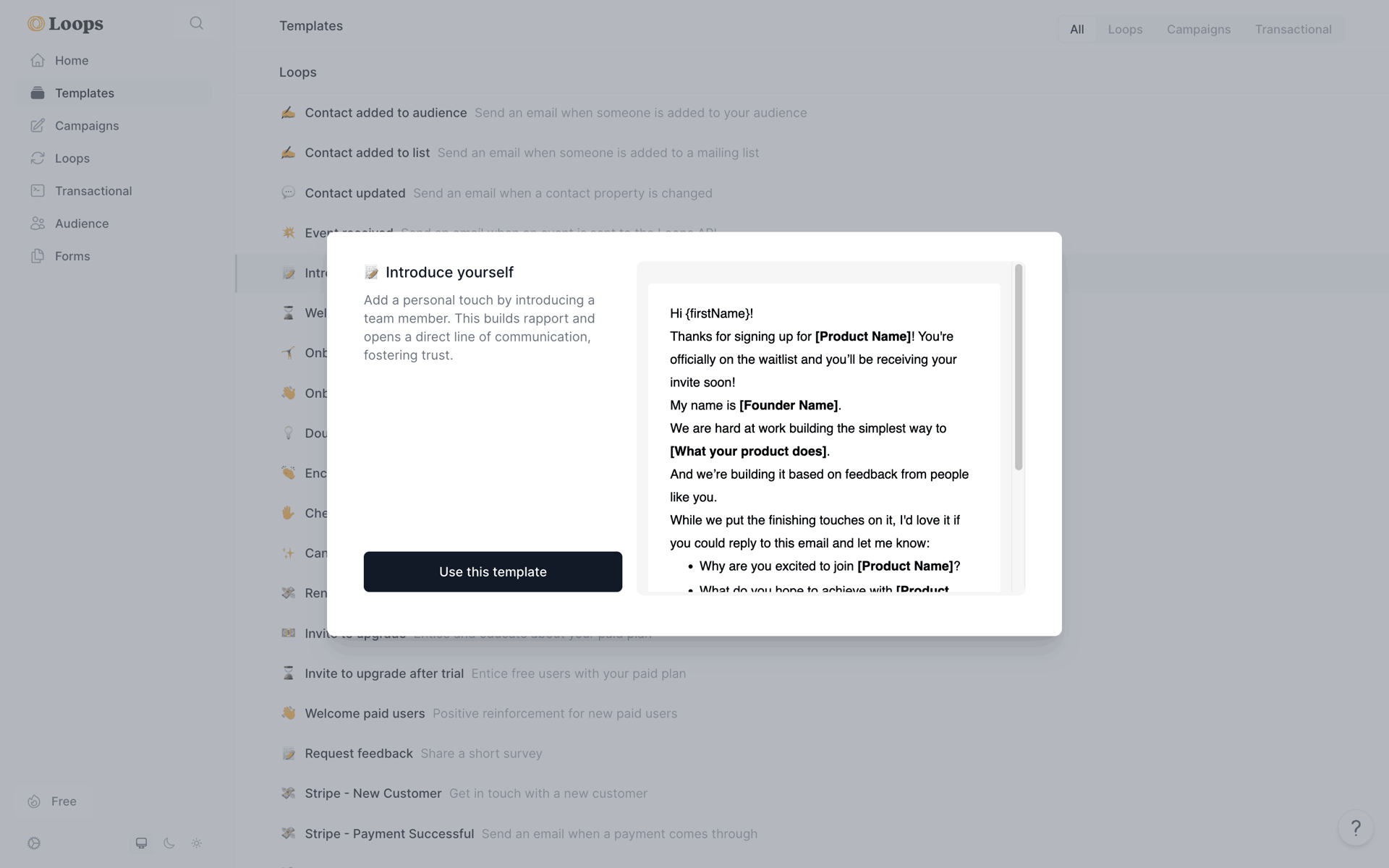 Loops Web Productivity interface screenshot 12