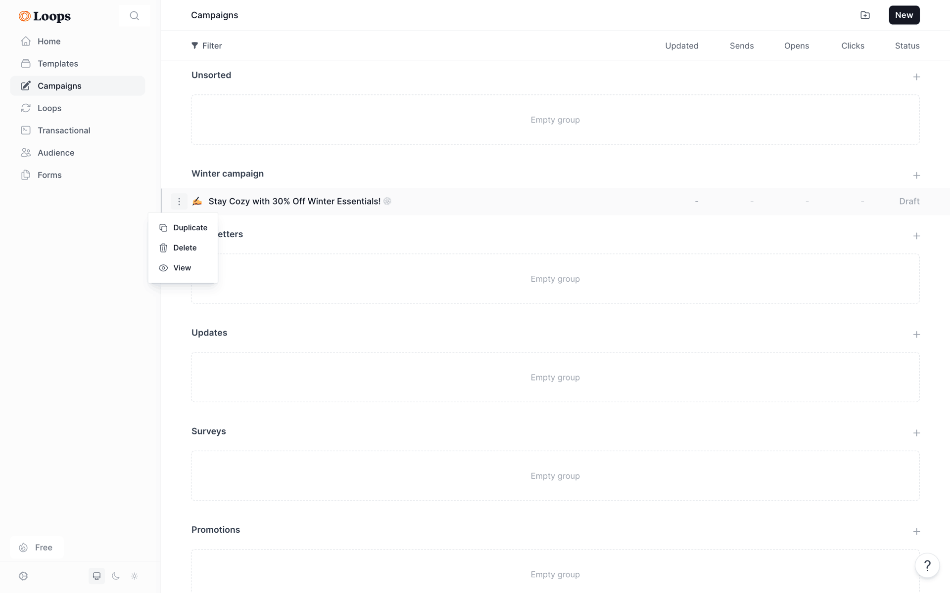 Loops Web Productivity interface screenshot 16
