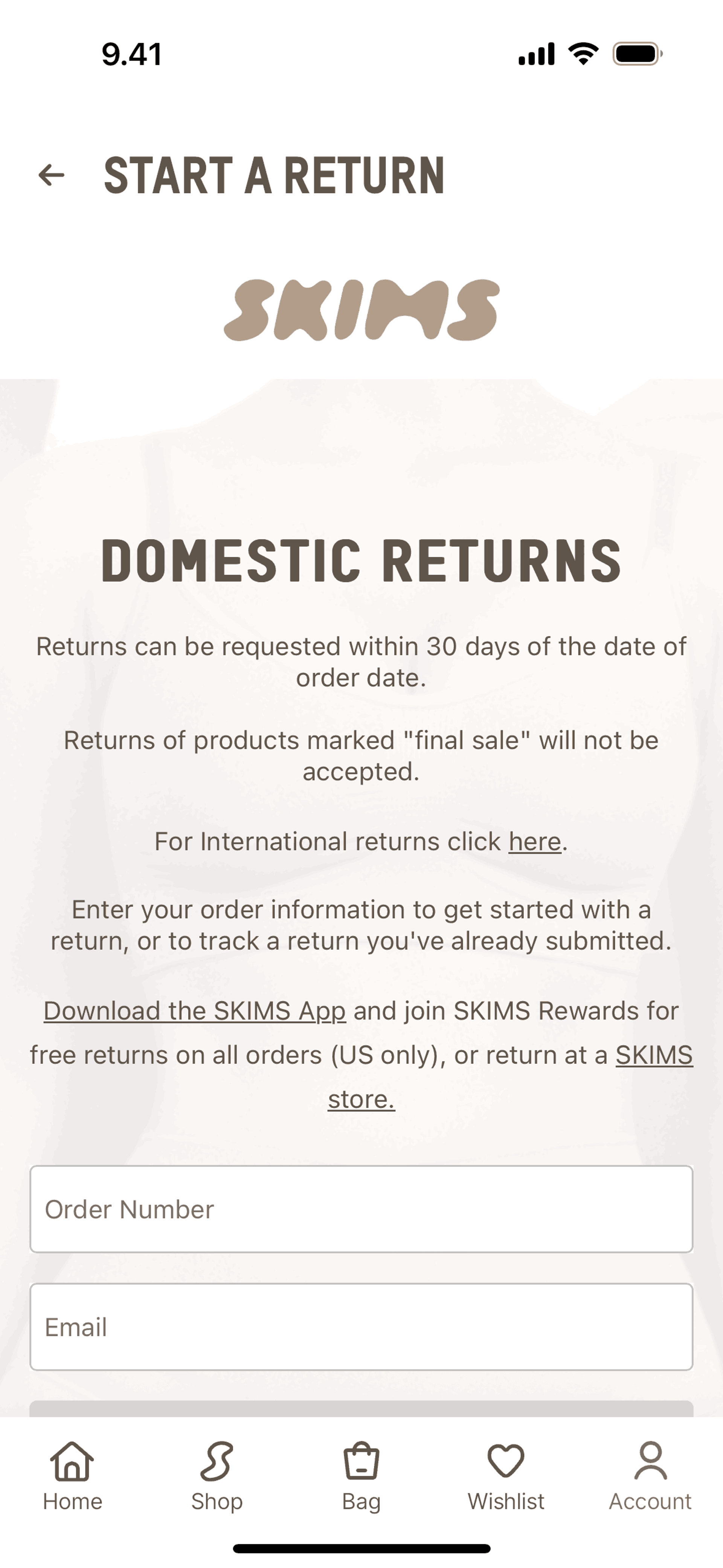 SKIMS iOS Shopping interface screenshot 14