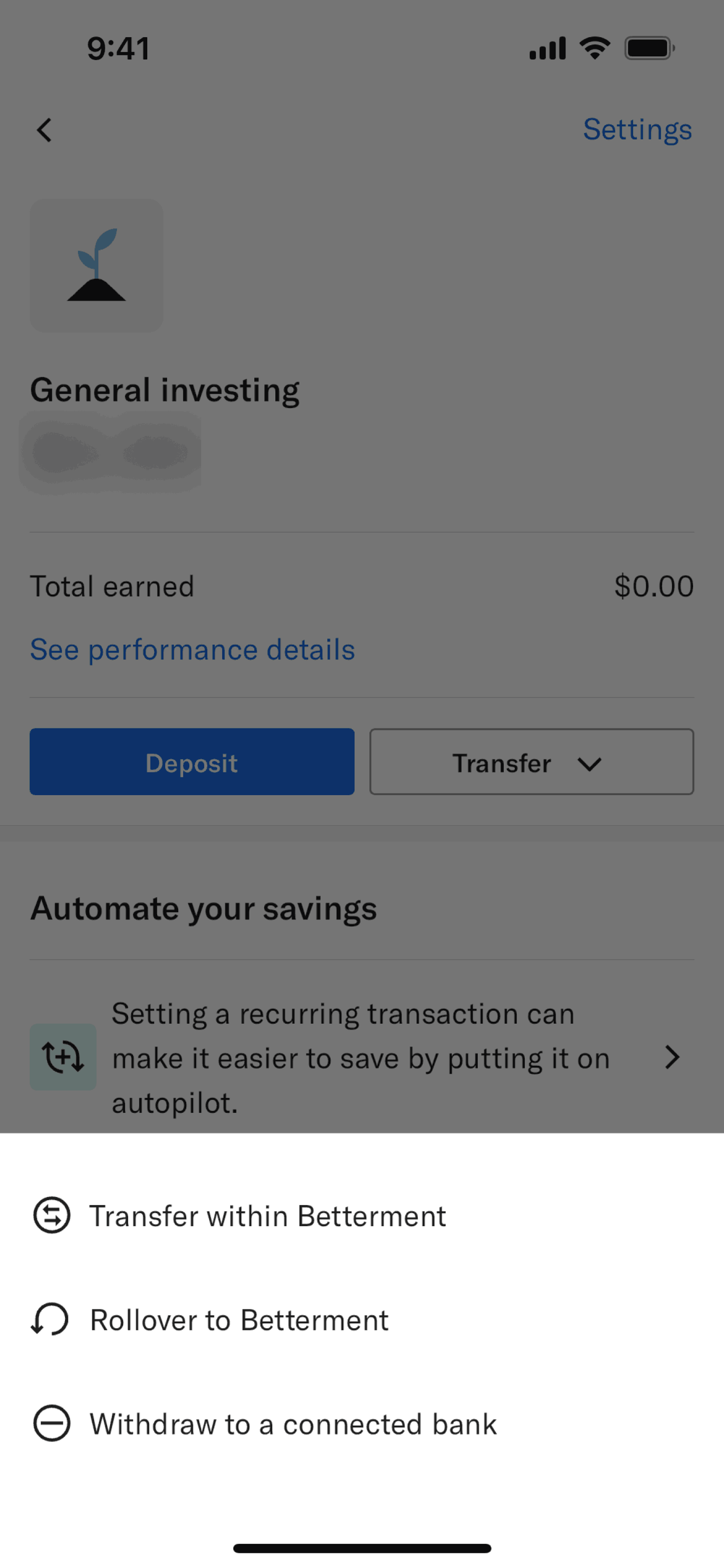 Betterment iOS Finance interface screenshot 13