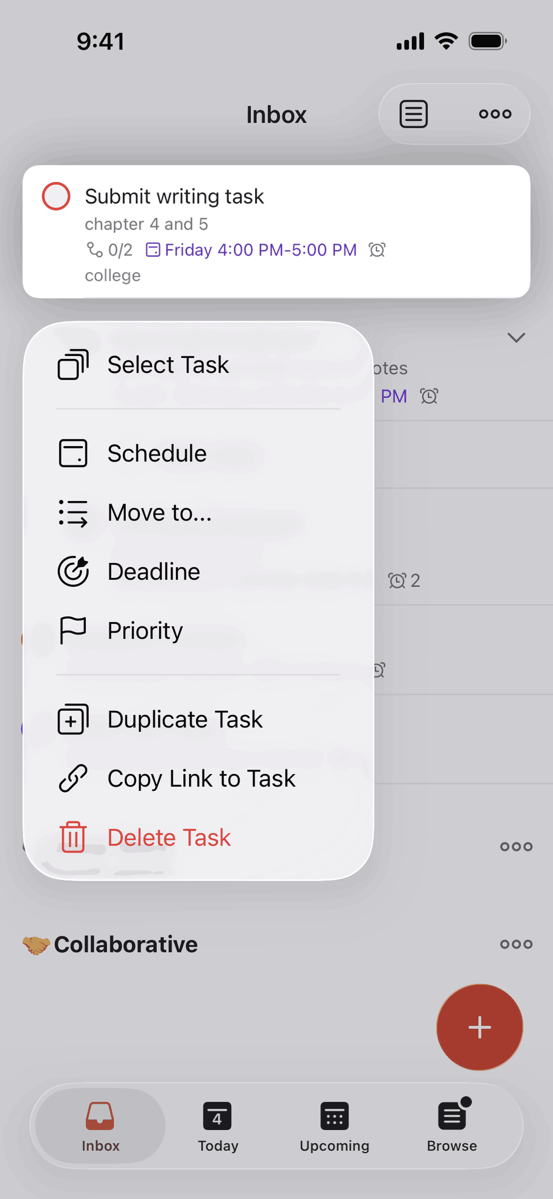 Todoist iOS Collaboration interface screenshot 6