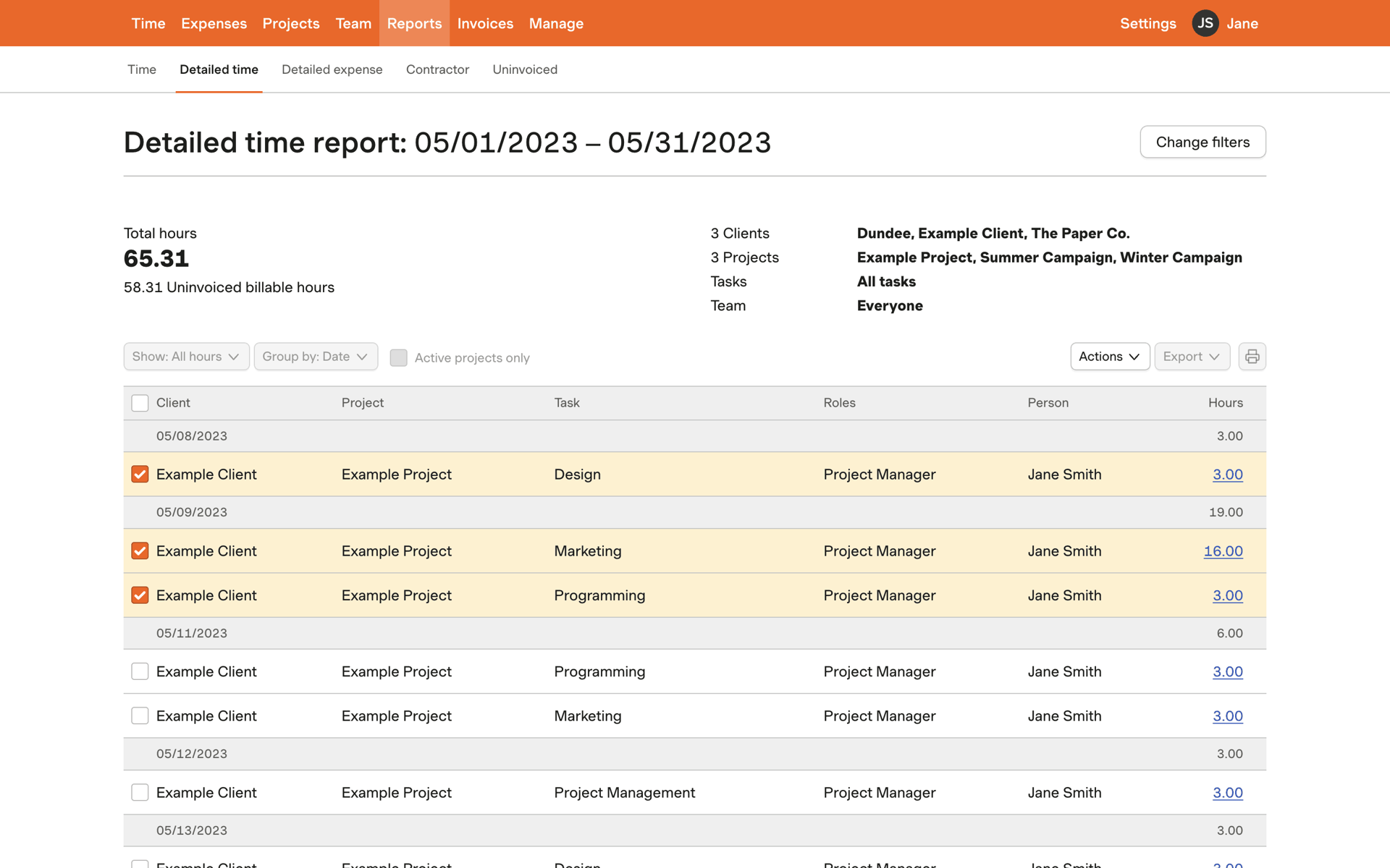 Harvest Web Business interface screenshot 13