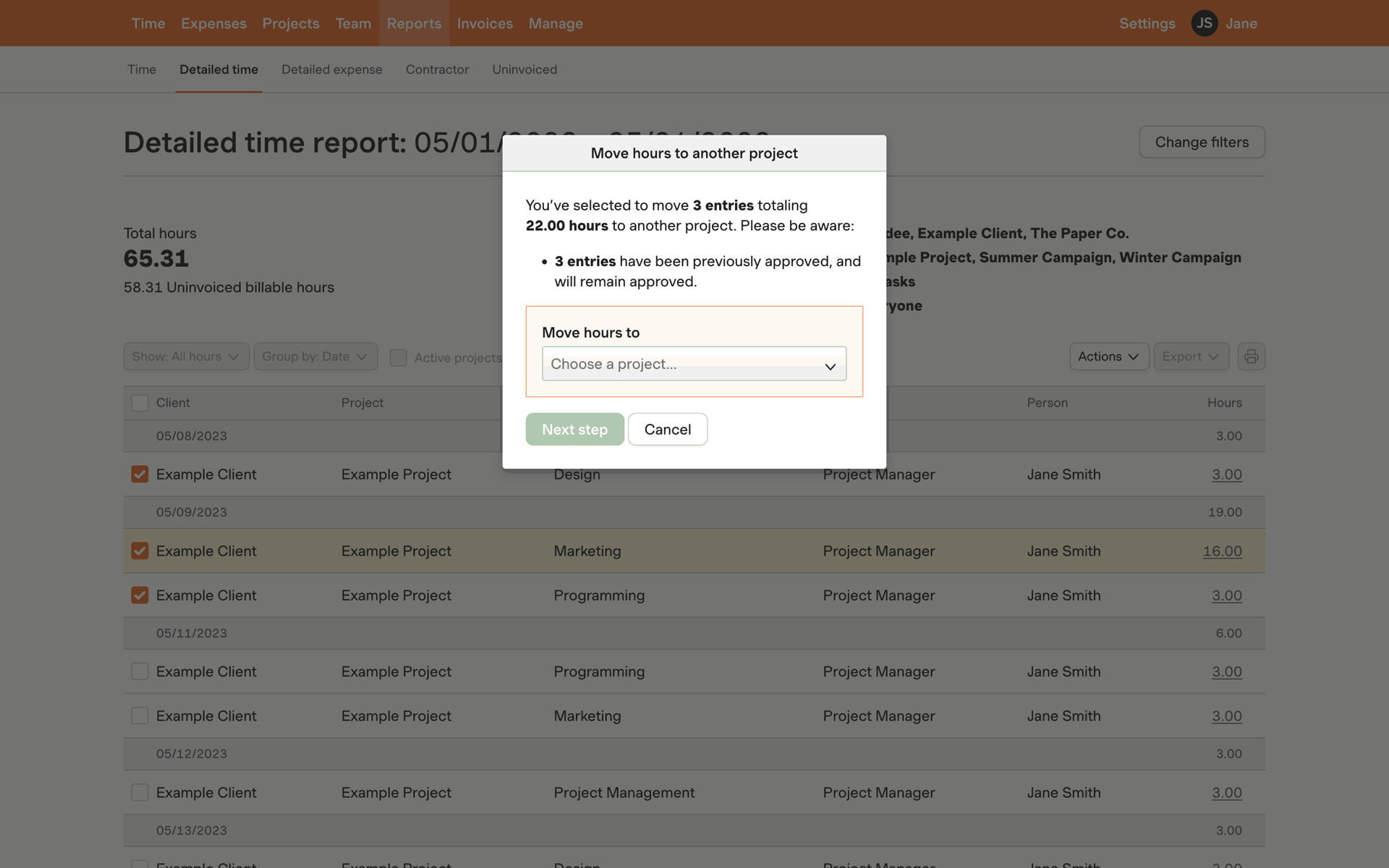 Harvest Web Business interface screenshot 14