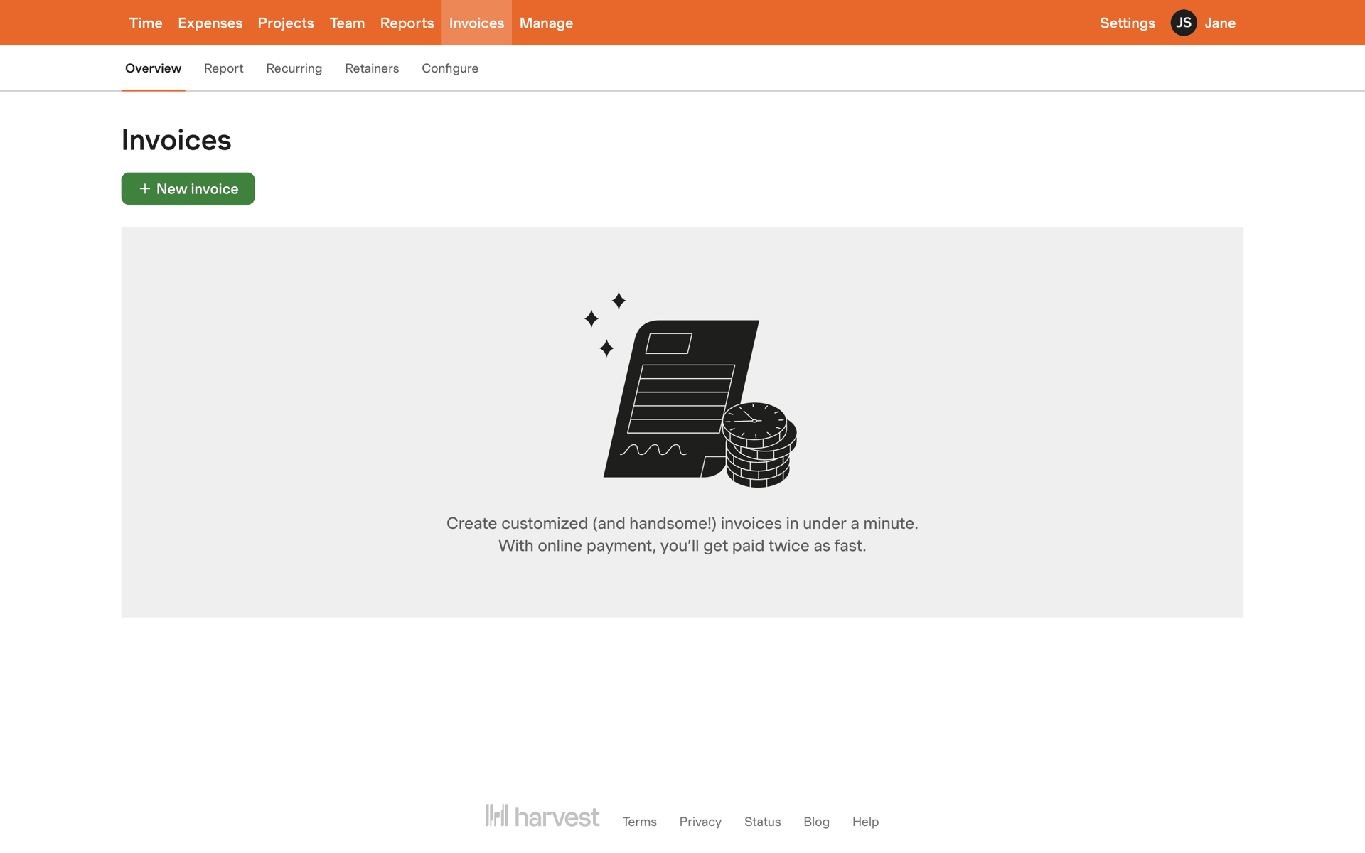 Harvest Web Business interface screenshot 17