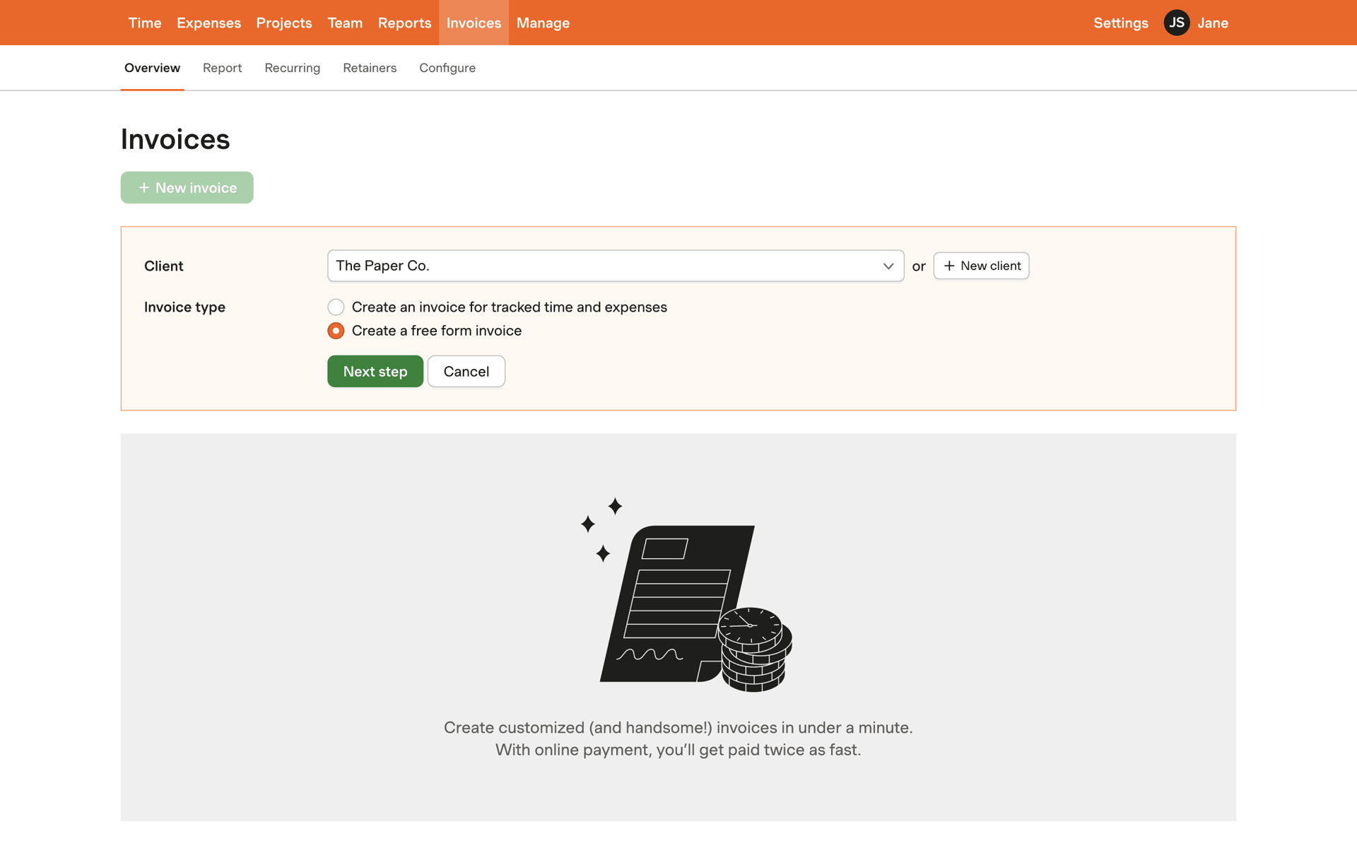 Harvest Web Business interface screenshot 19