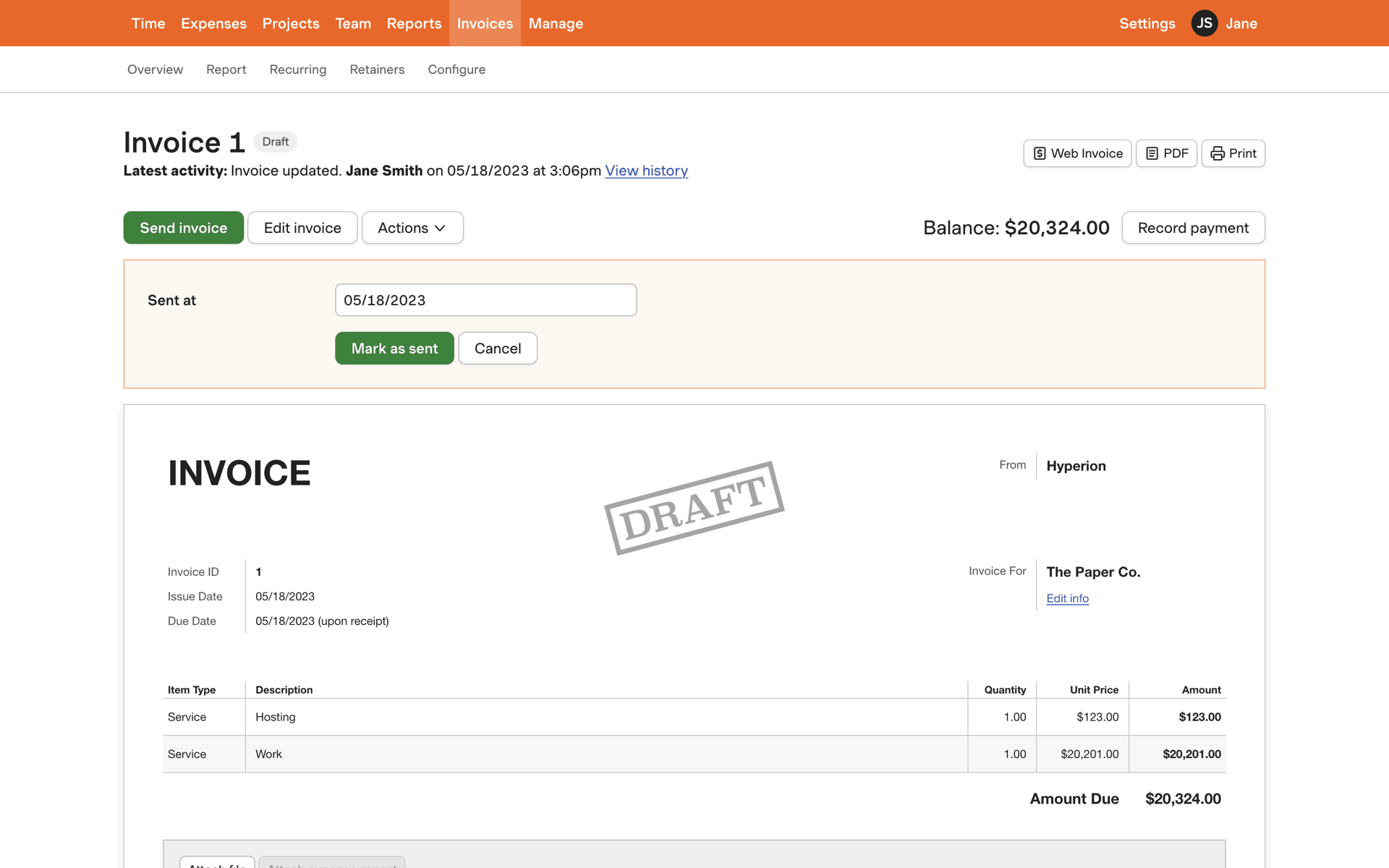 Harvest Web Business interface screenshot 23