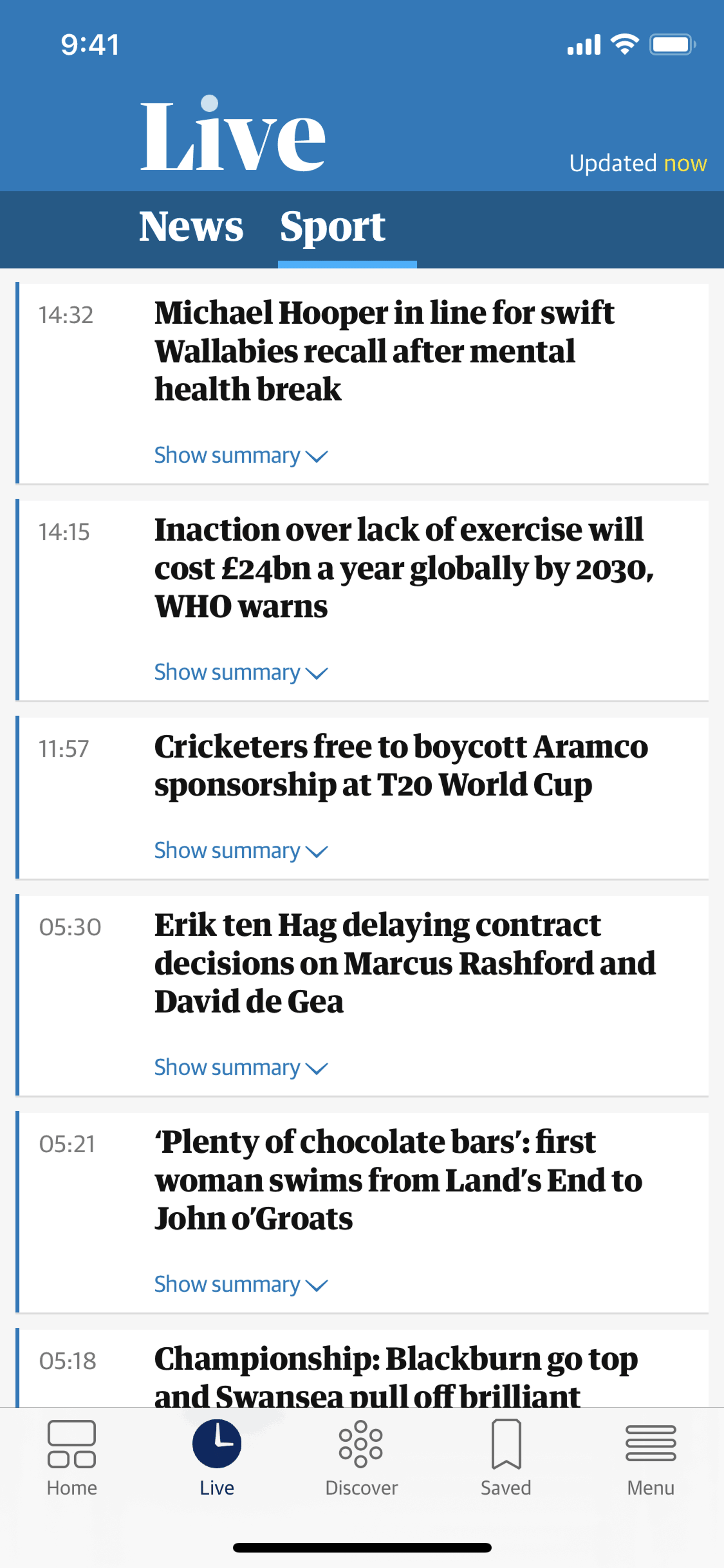The Guardian iOS News interface screenshot 8