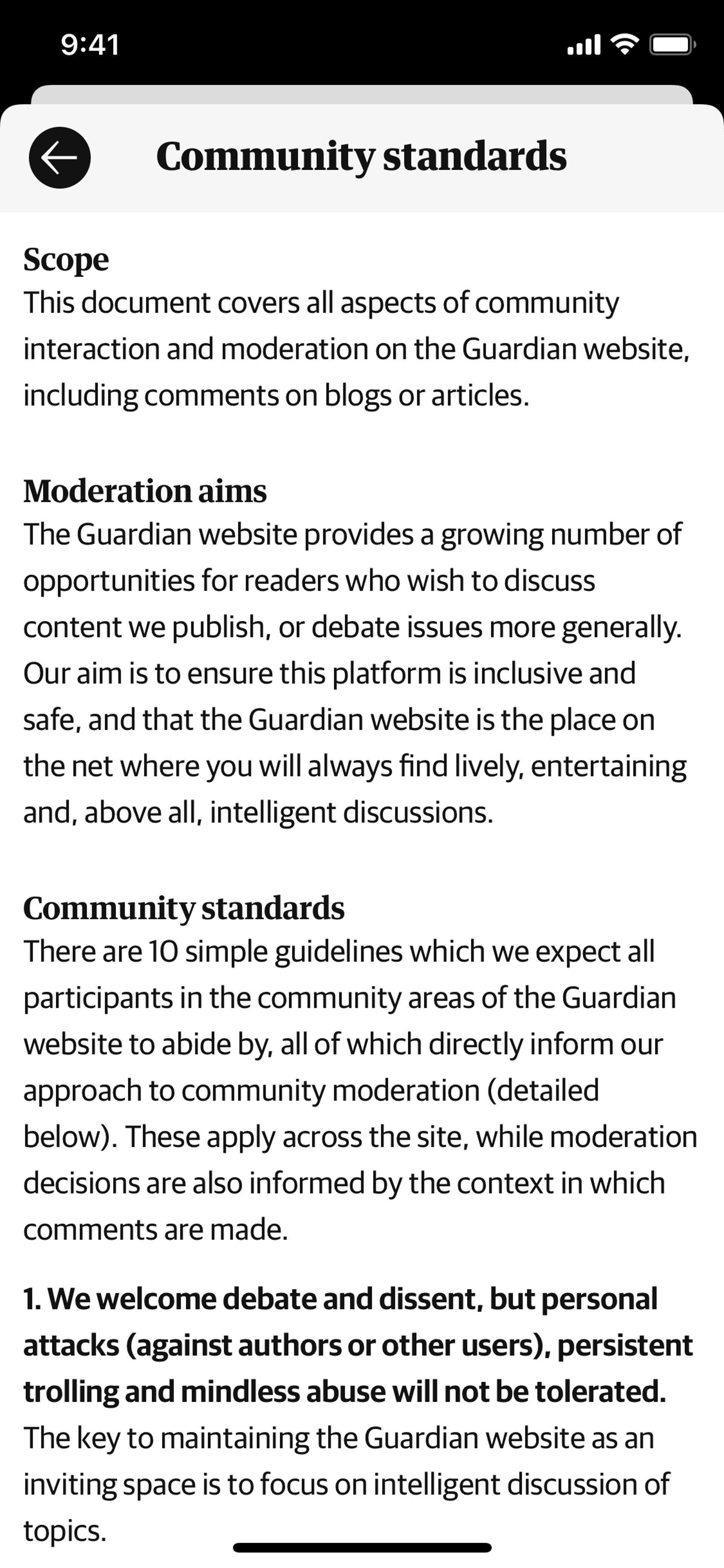 The Guardian iOS News interface screenshot 17