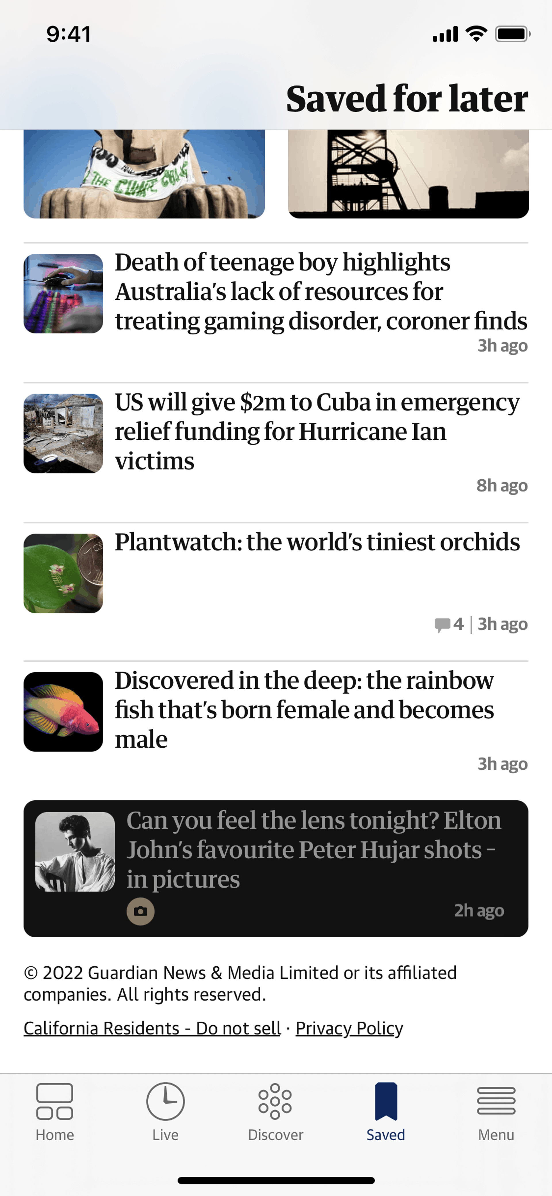 The Guardian iOS News interface screenshot 18