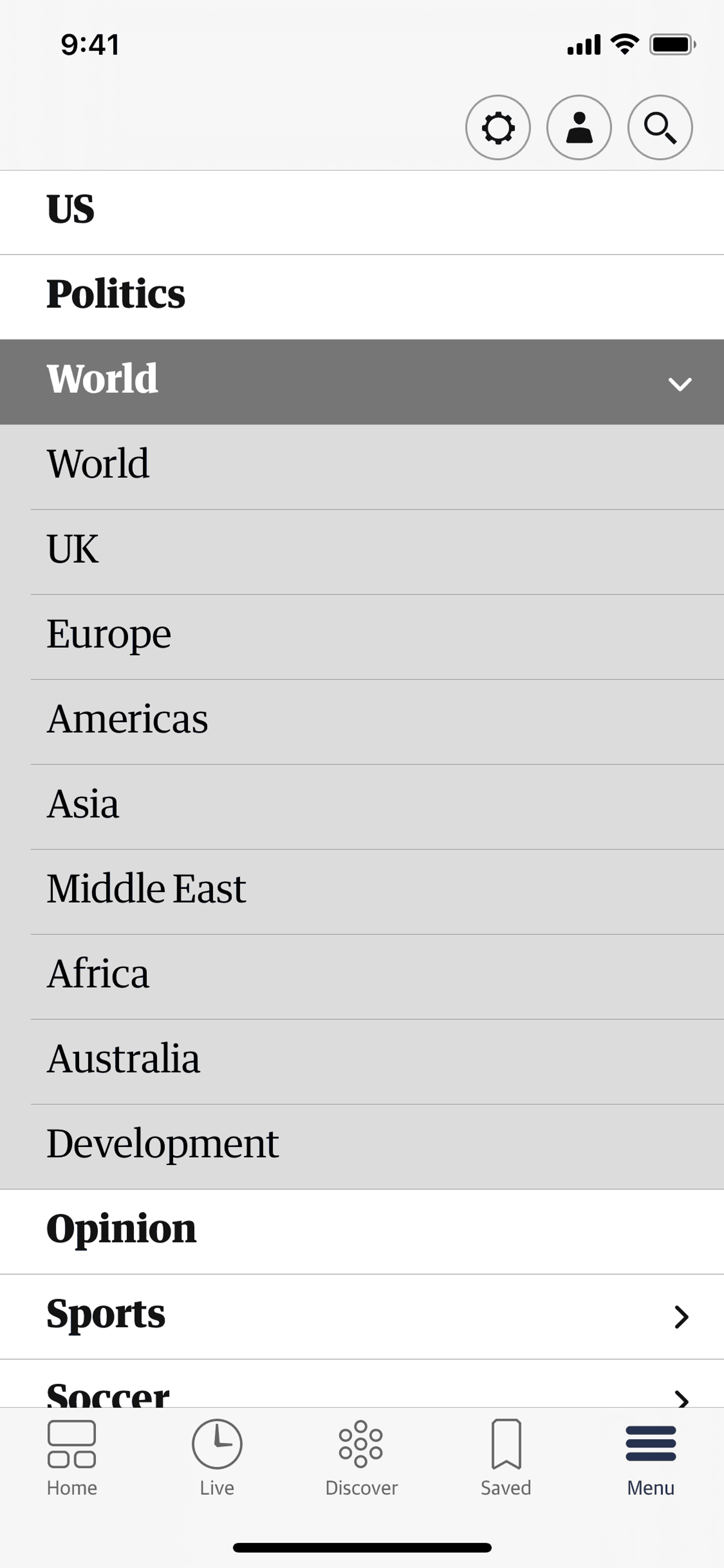 The Guardian iOS News interface screenshot 21
