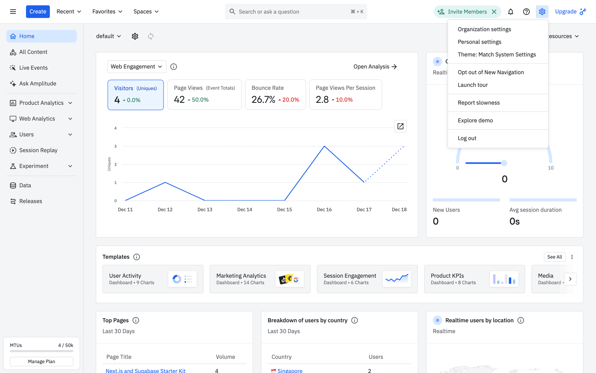 Amplitude Web Business interface screenshot 17