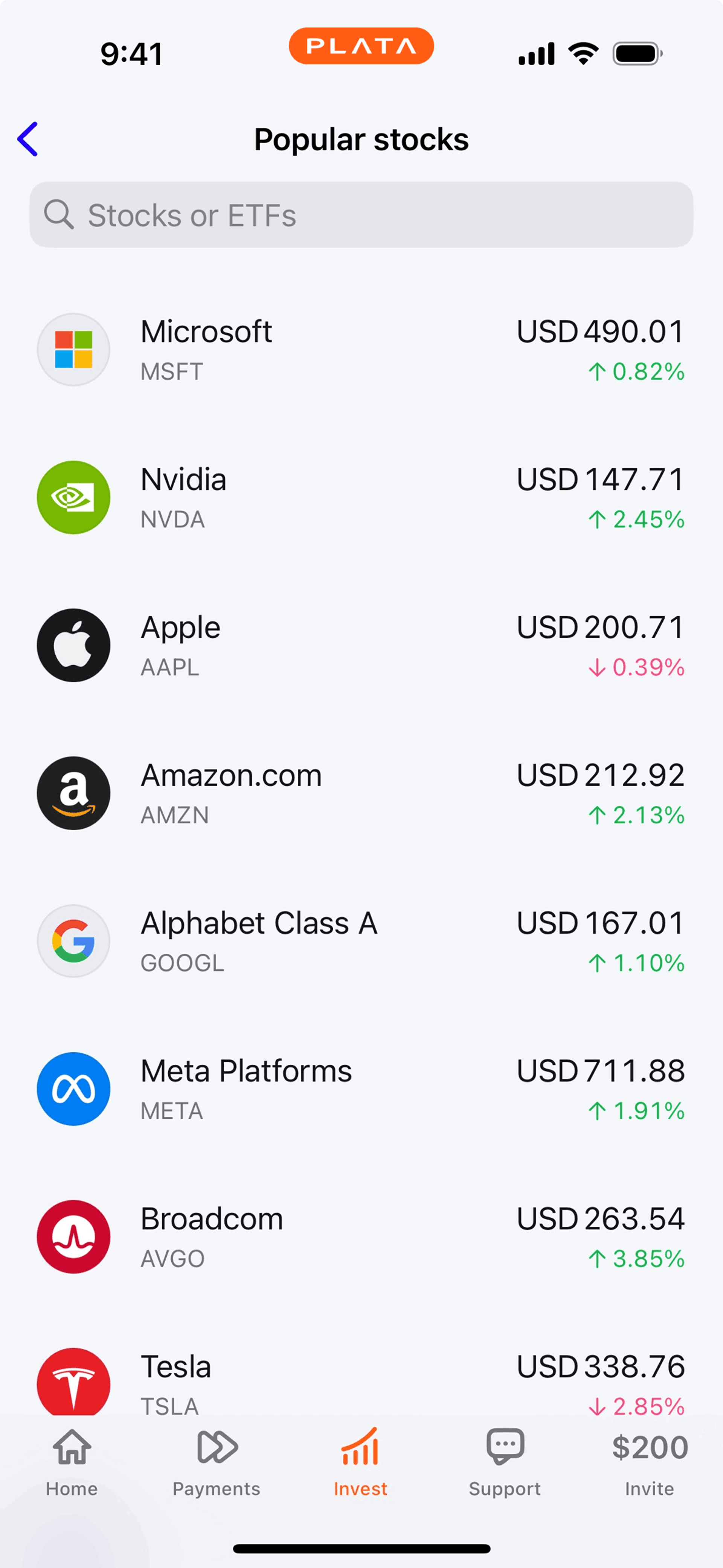 Plata Card iOS Finance interface screenshot 12