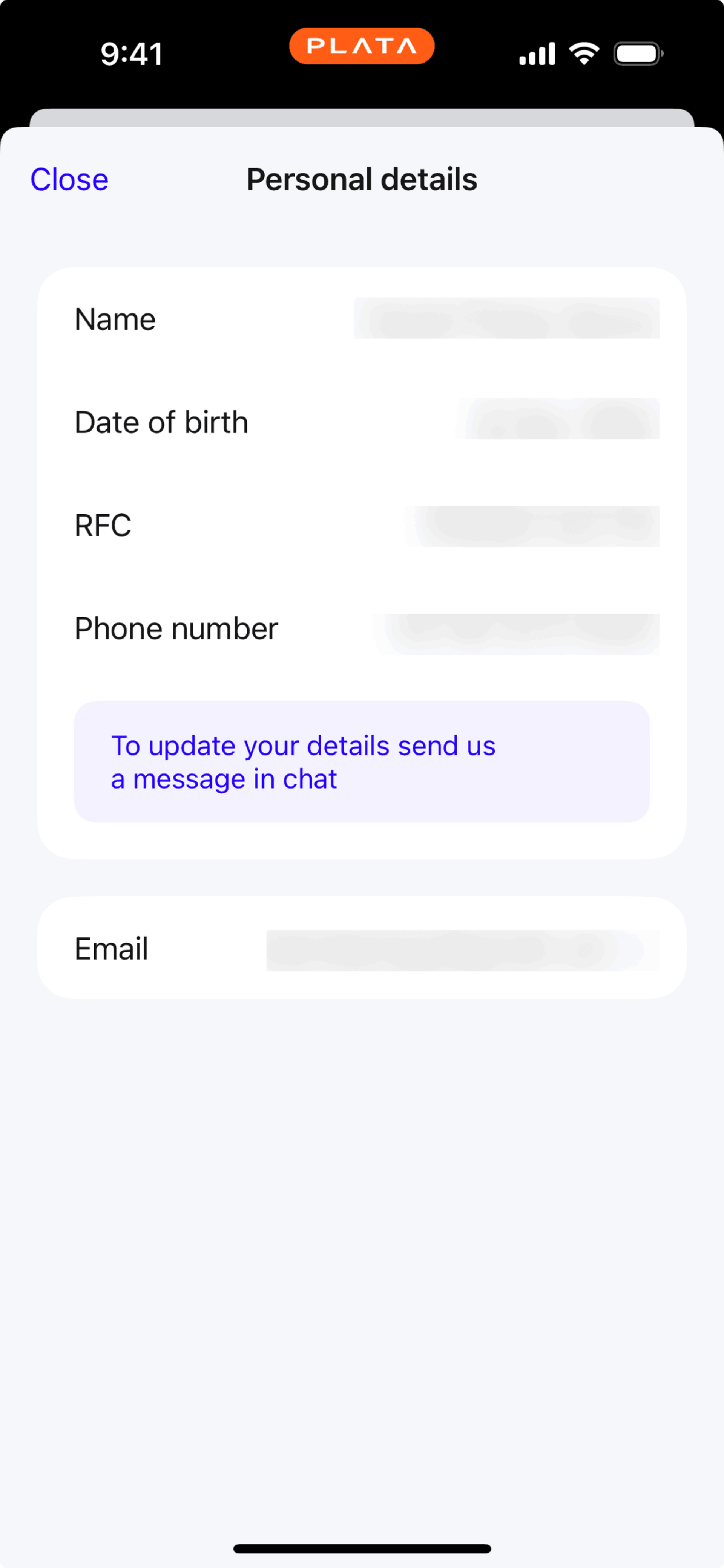 Plata Card iOS Finance interface screenshot 23