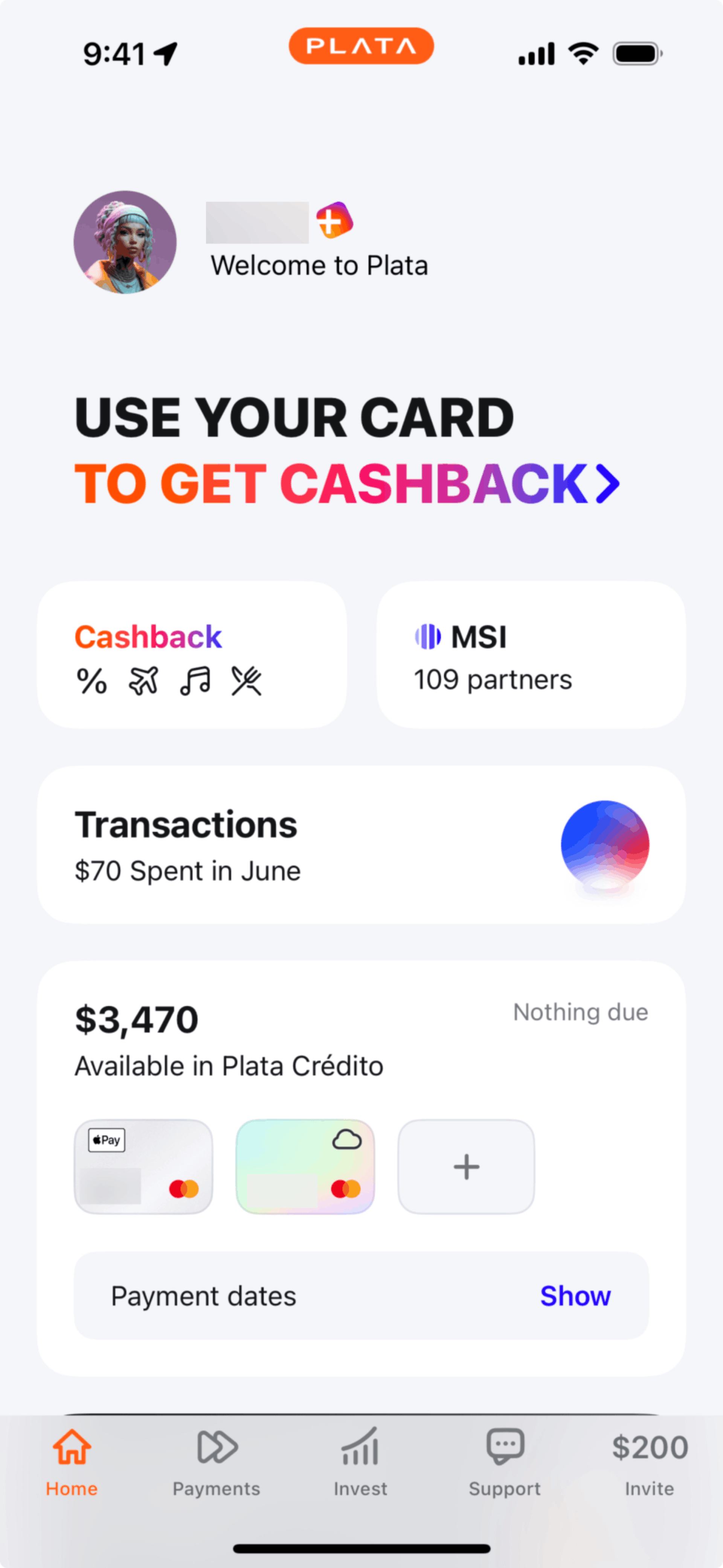 Plata Card iOS Finance interface screenshot 4