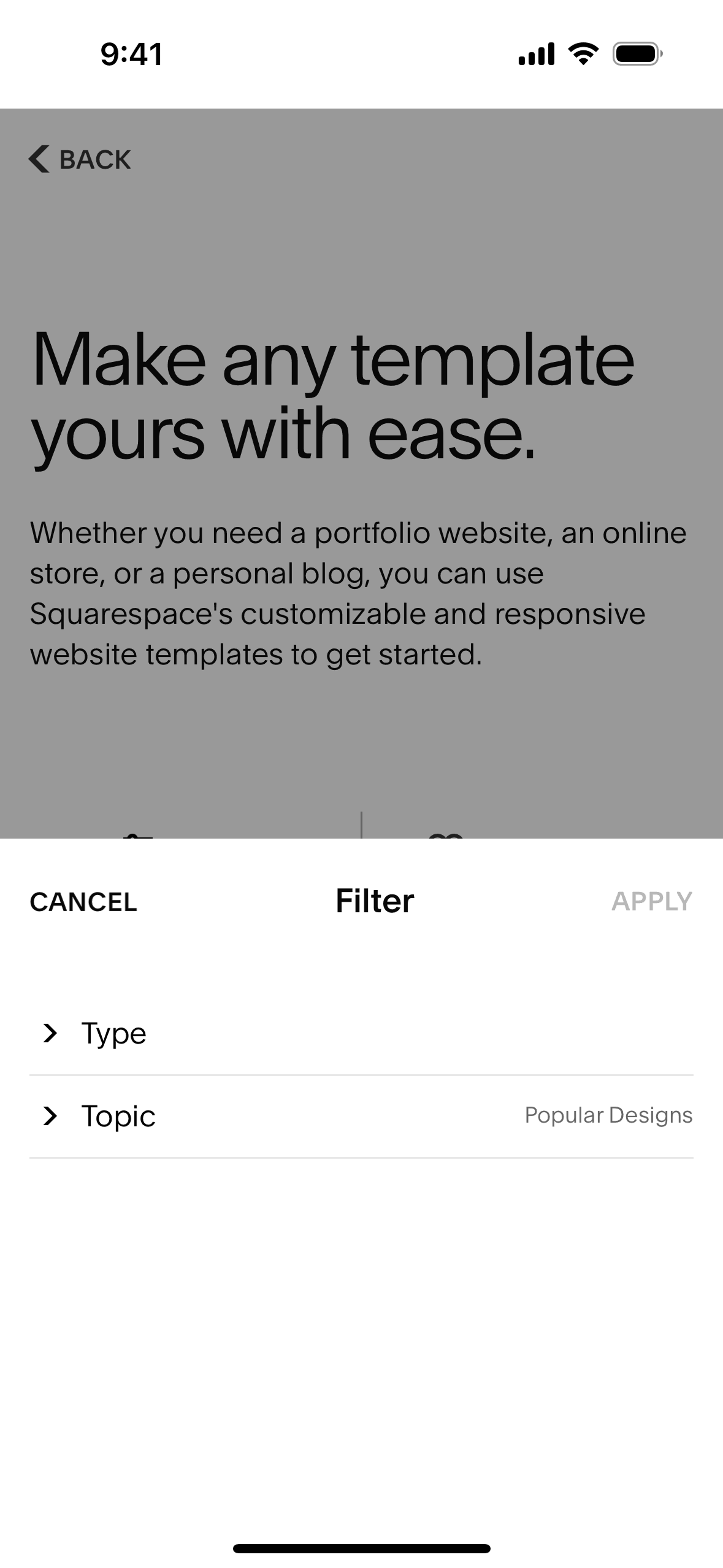 Squarespace iOS Business interface screenshot 5