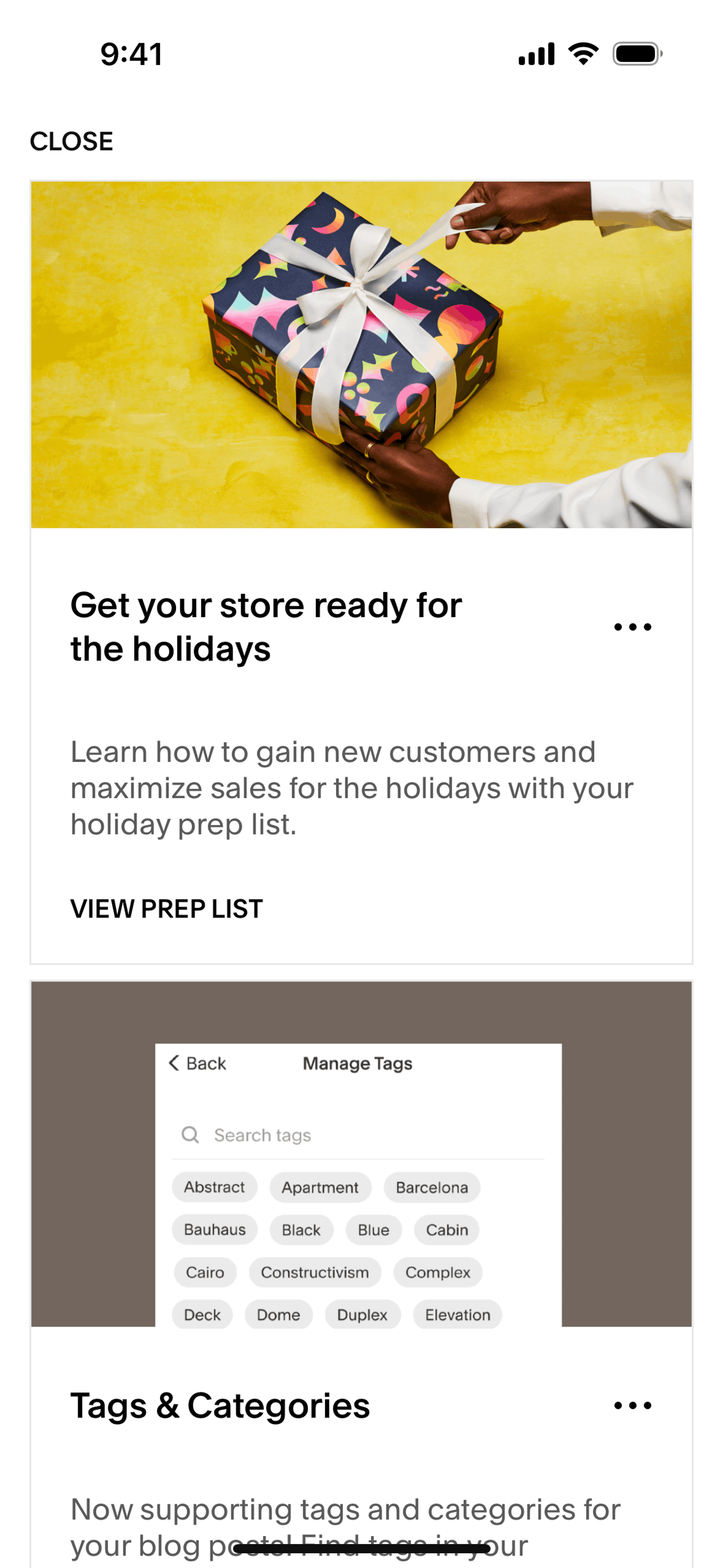 Squarespace iOS Business interface screenshot 2