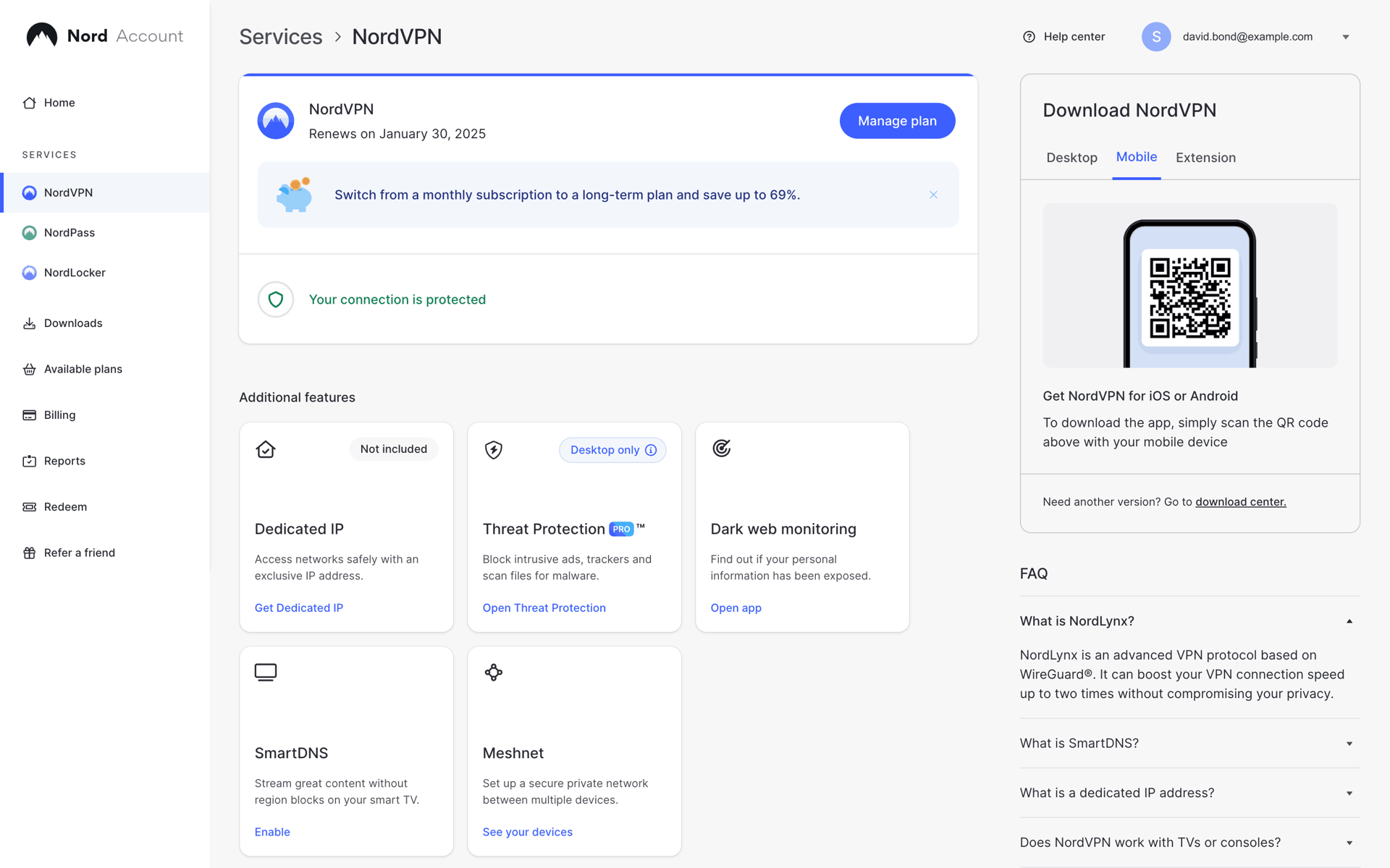 NordVPN Web Developer Tools interface screenshot 1