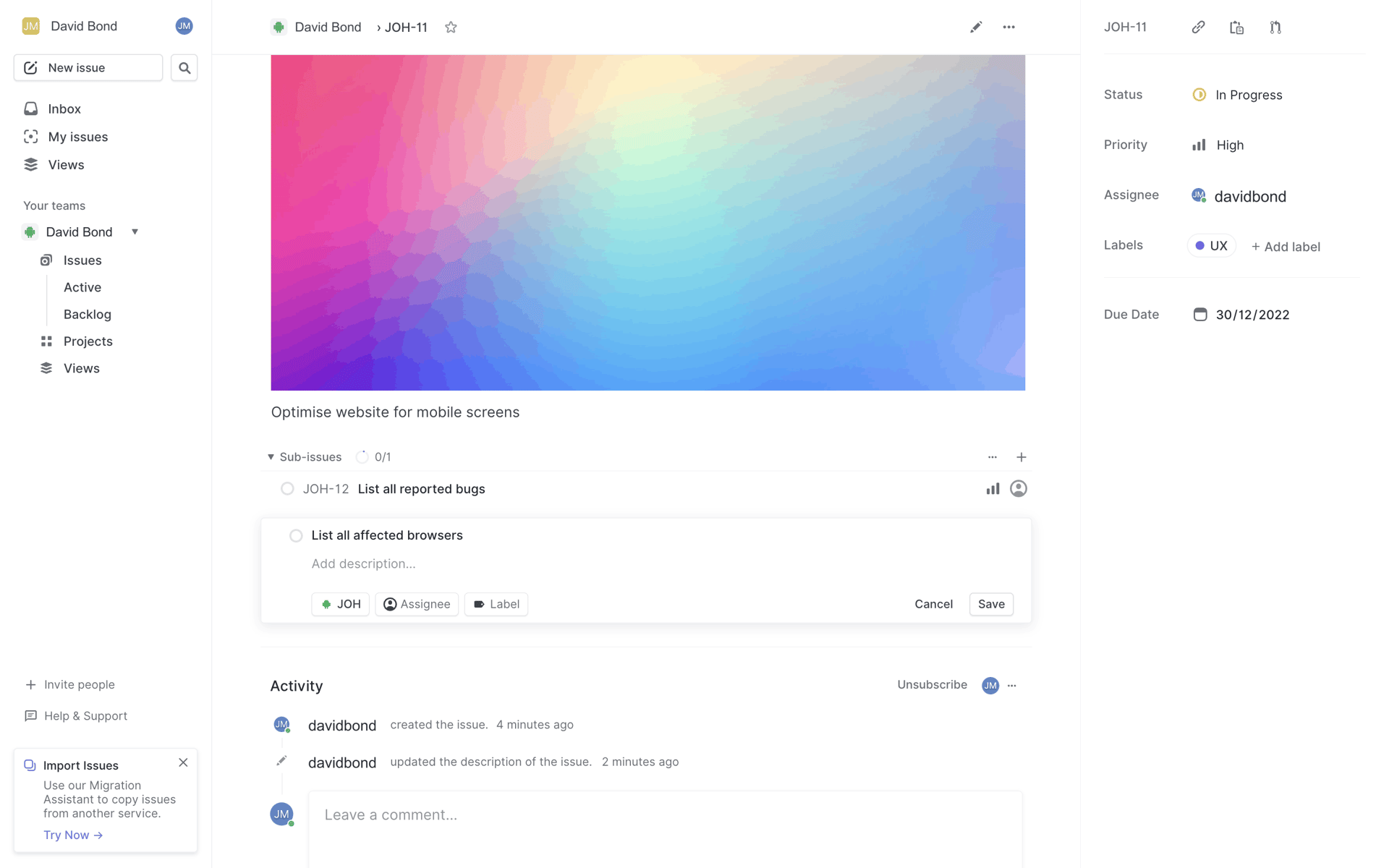 Linear Web Developer Tools interface screenshot 1