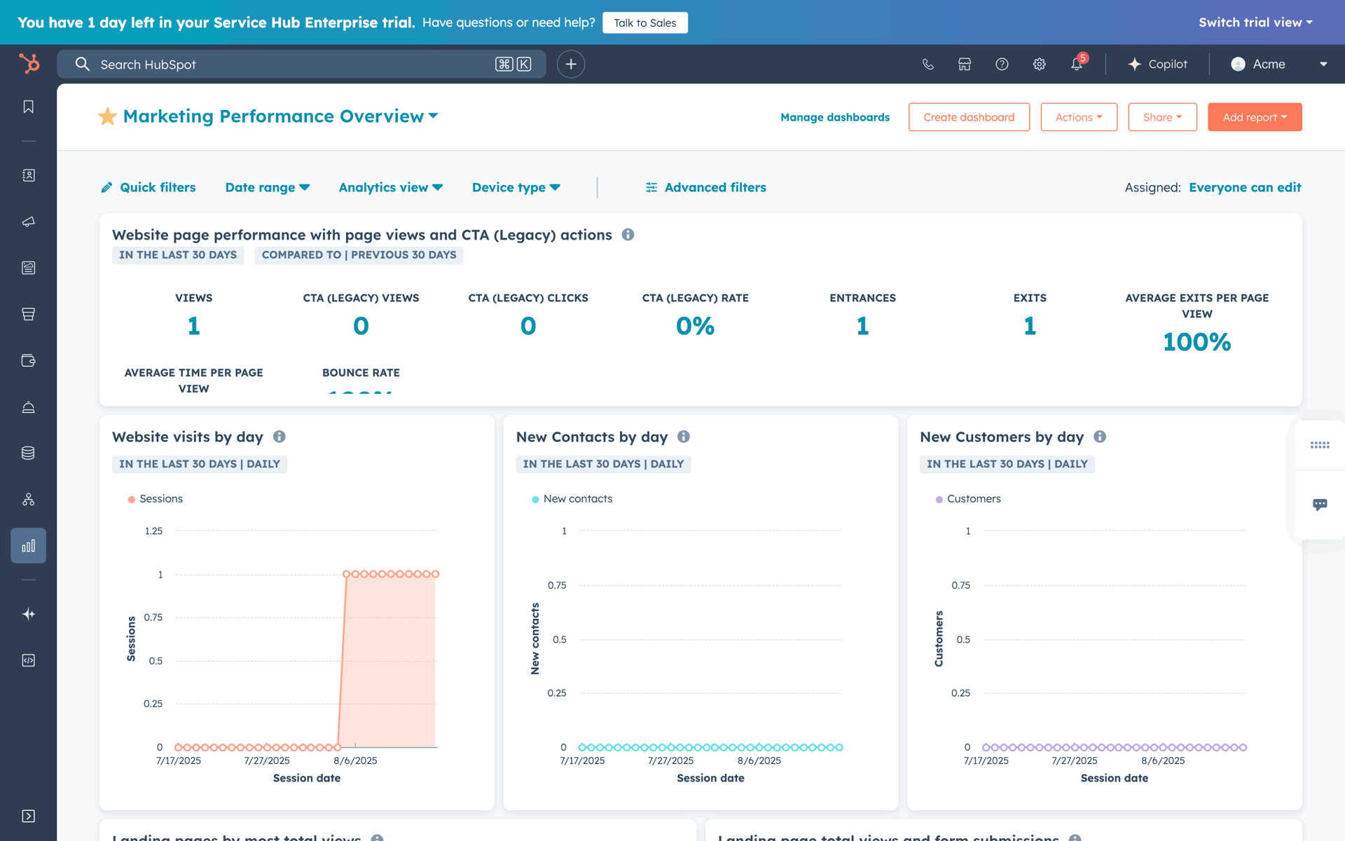 HubSpot Web Business interface screenshot 1