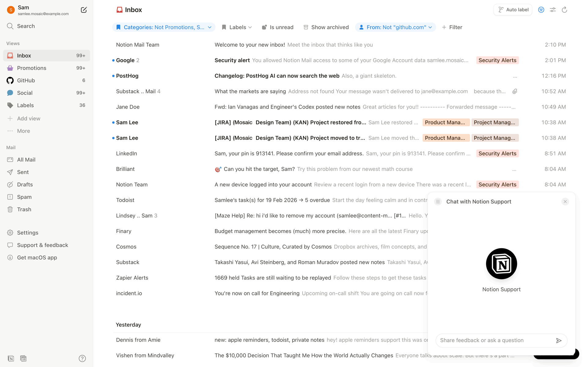 Notion Mail onboarding reference for start from the user’s job