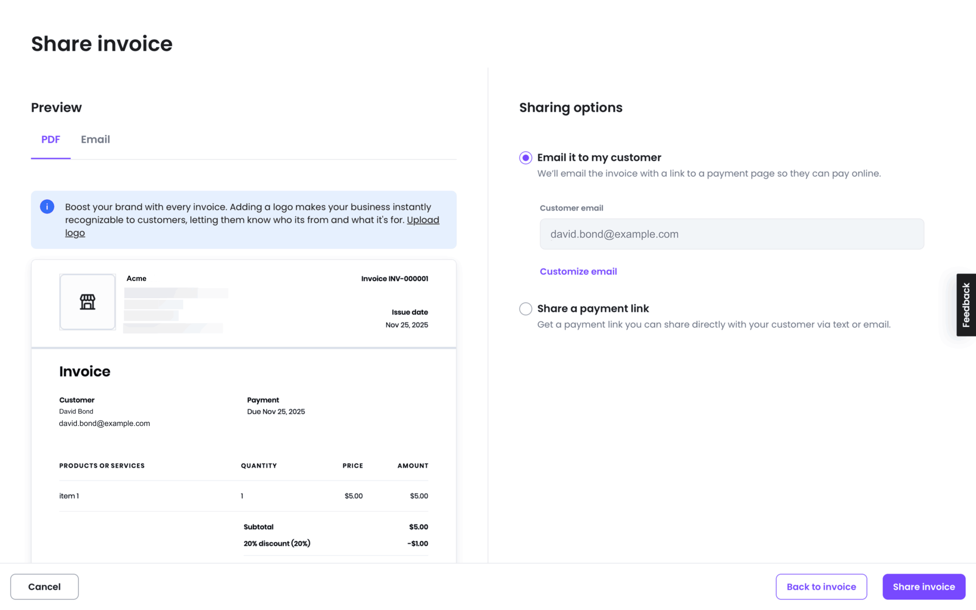 Melio Web Finance interface screenshot 1