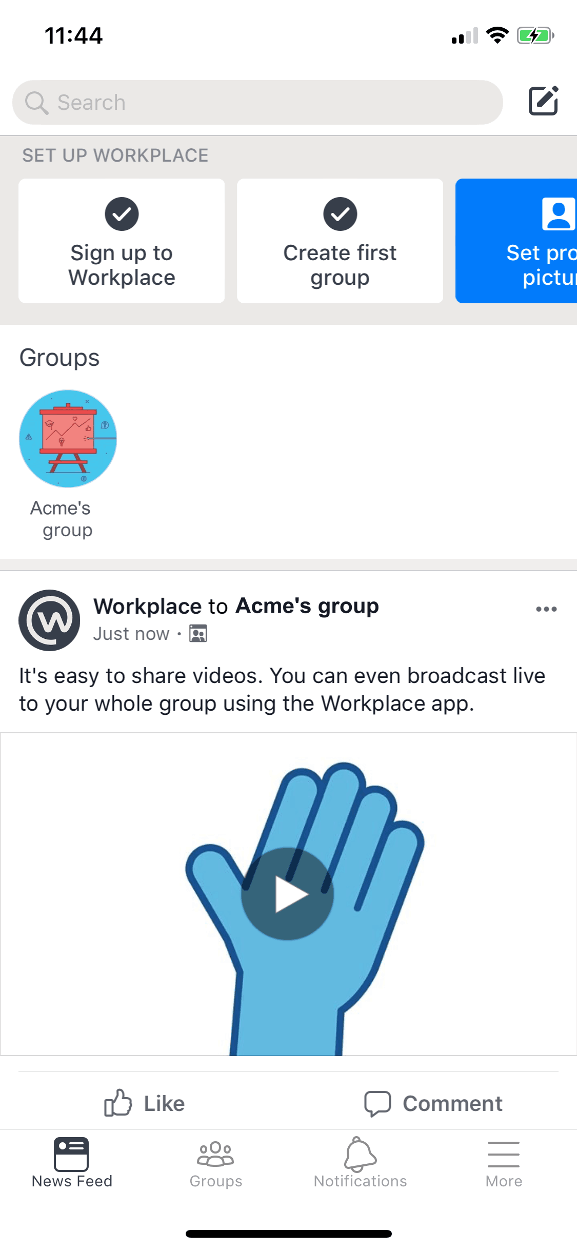 Workplace iOS Business interface screenshot 1