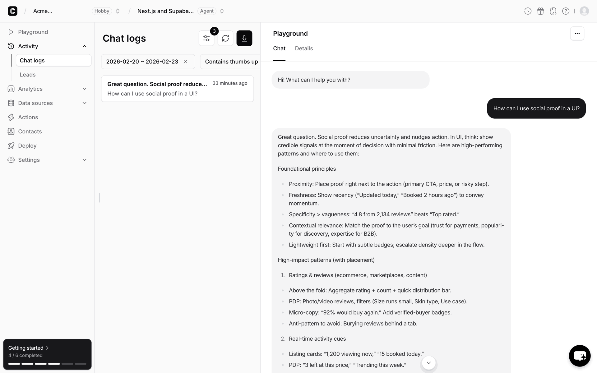 Chatbase Web AI interface screenshot 1