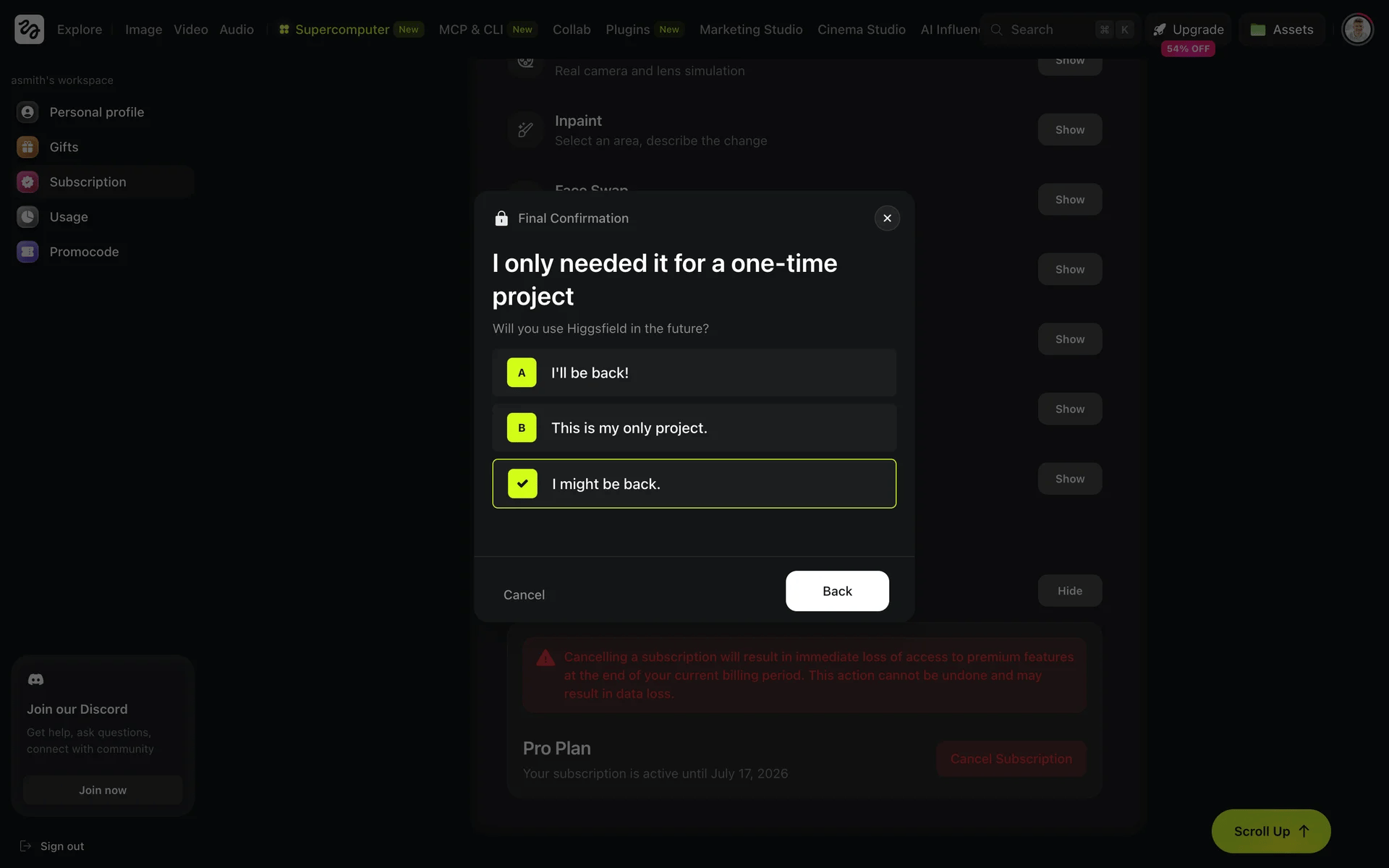 Higgsfield screenshot