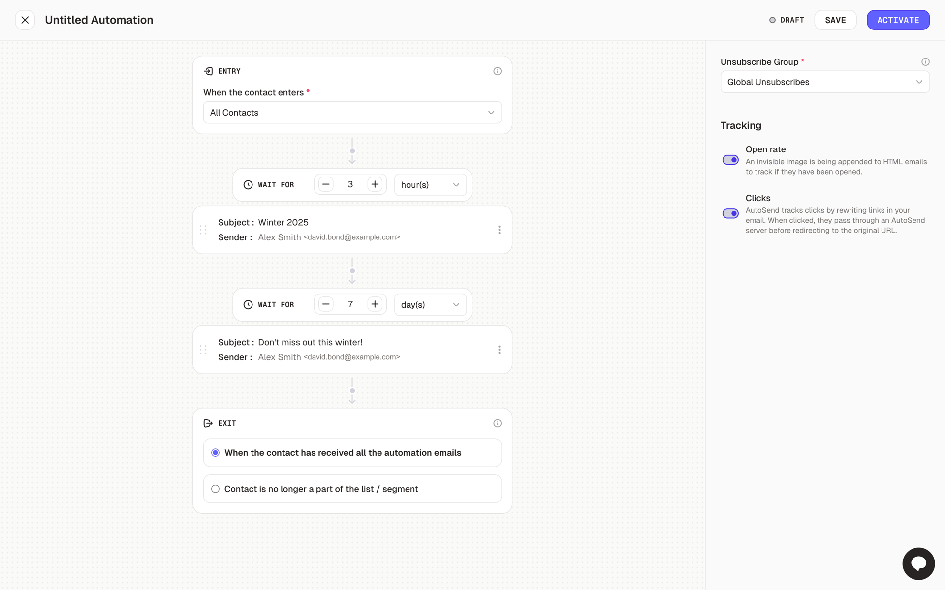 AutoSend Web automated messaging interface screenshot 1