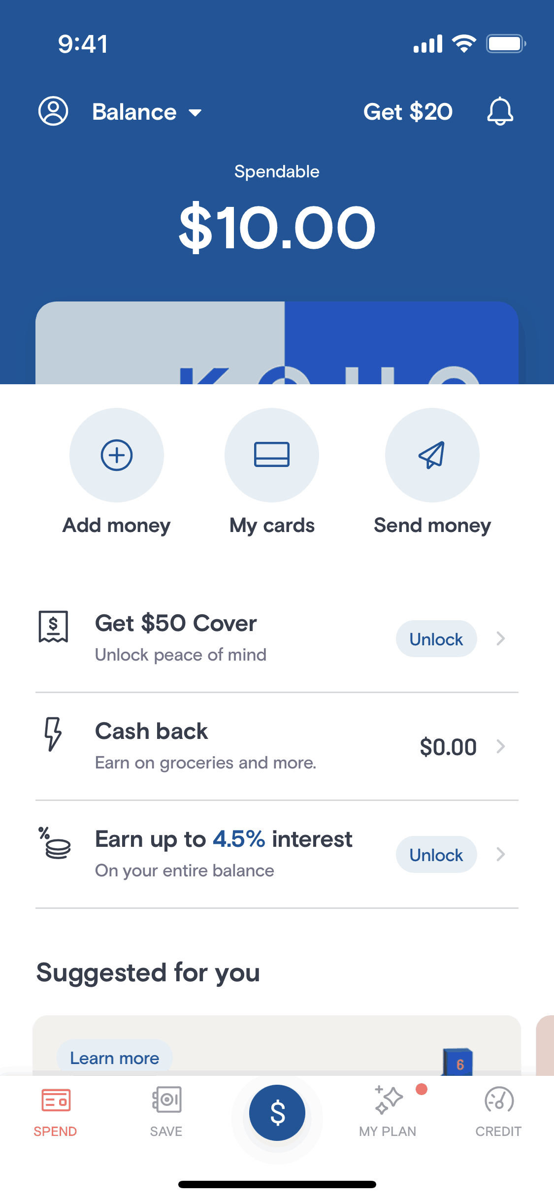 KOHO iOS Finance interface screenshot 2
