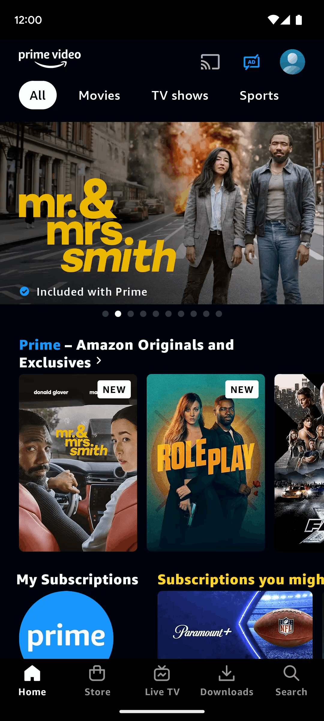 Prime Video Android Entertainment interface screenshot 2