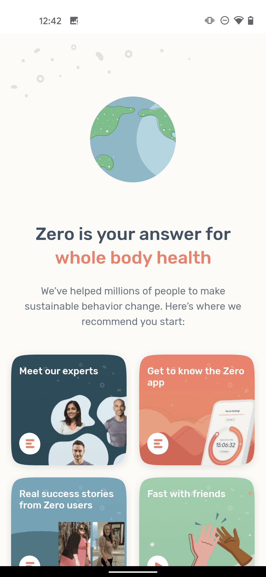 Zero Android Health & Fitness interface screenshot 16